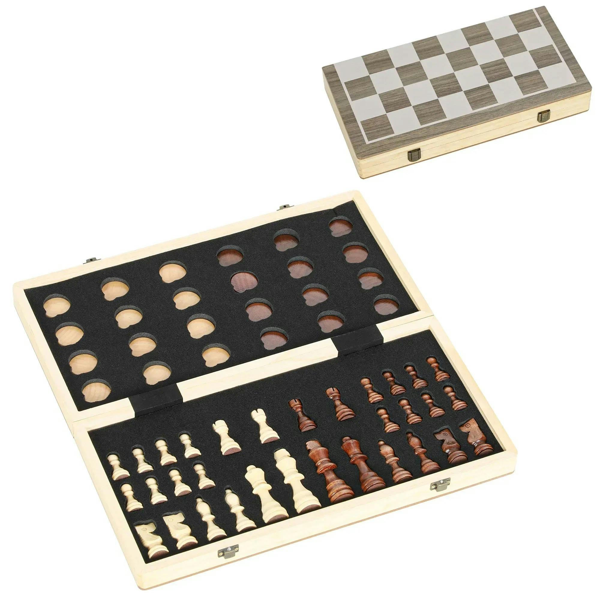 Bobobiy Brown Sportnow 15 Inch Chess Set, Foldable Chess And Draughts Set, - Image 5