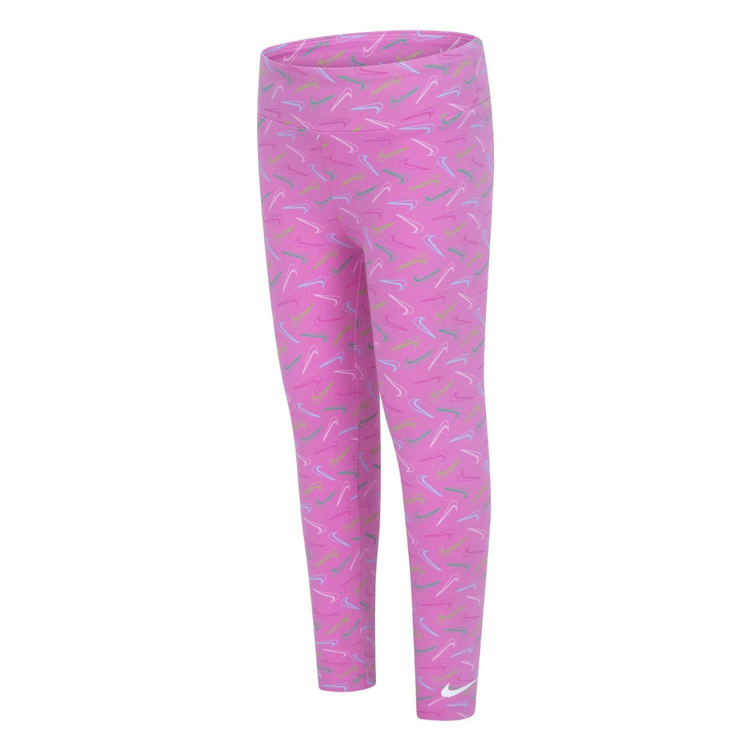Nike Girls Pink Swoosh Leggings - 6 Years - 94% Cotton/6% Elastane