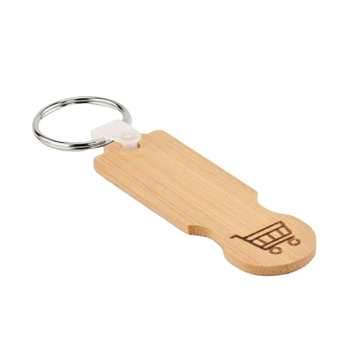 Midocean Compras Bamboo Shopping Trolley Keyring - Wood - One Size - Wood