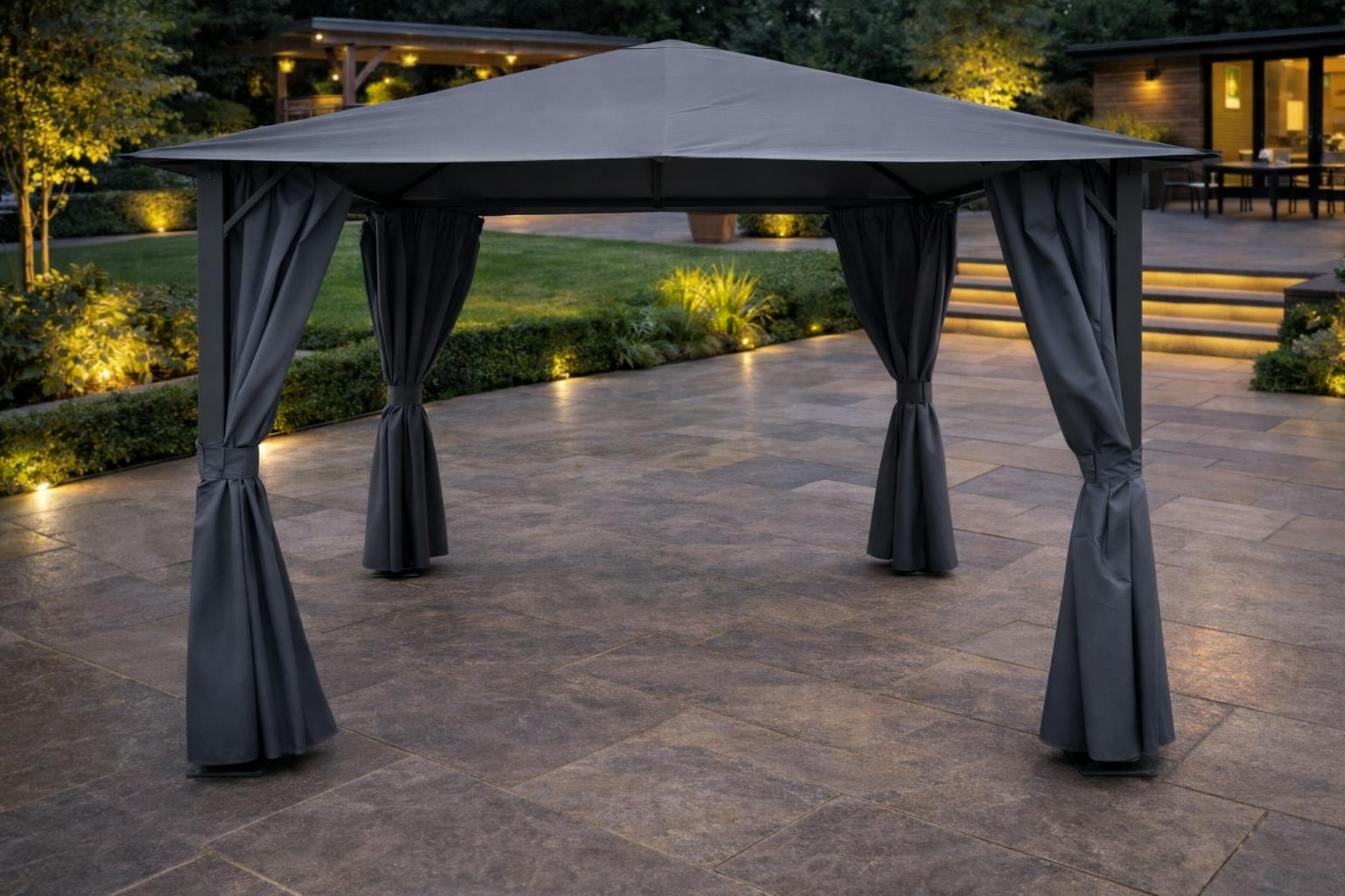 Glendale Grey Highfield Replacement Gazebo Curtain Set - 3M X 3M