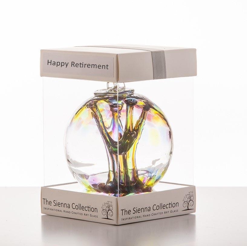 Rackhams Purple/Green/Blue 10Cm Spirit Ball - Happy Retirement - &