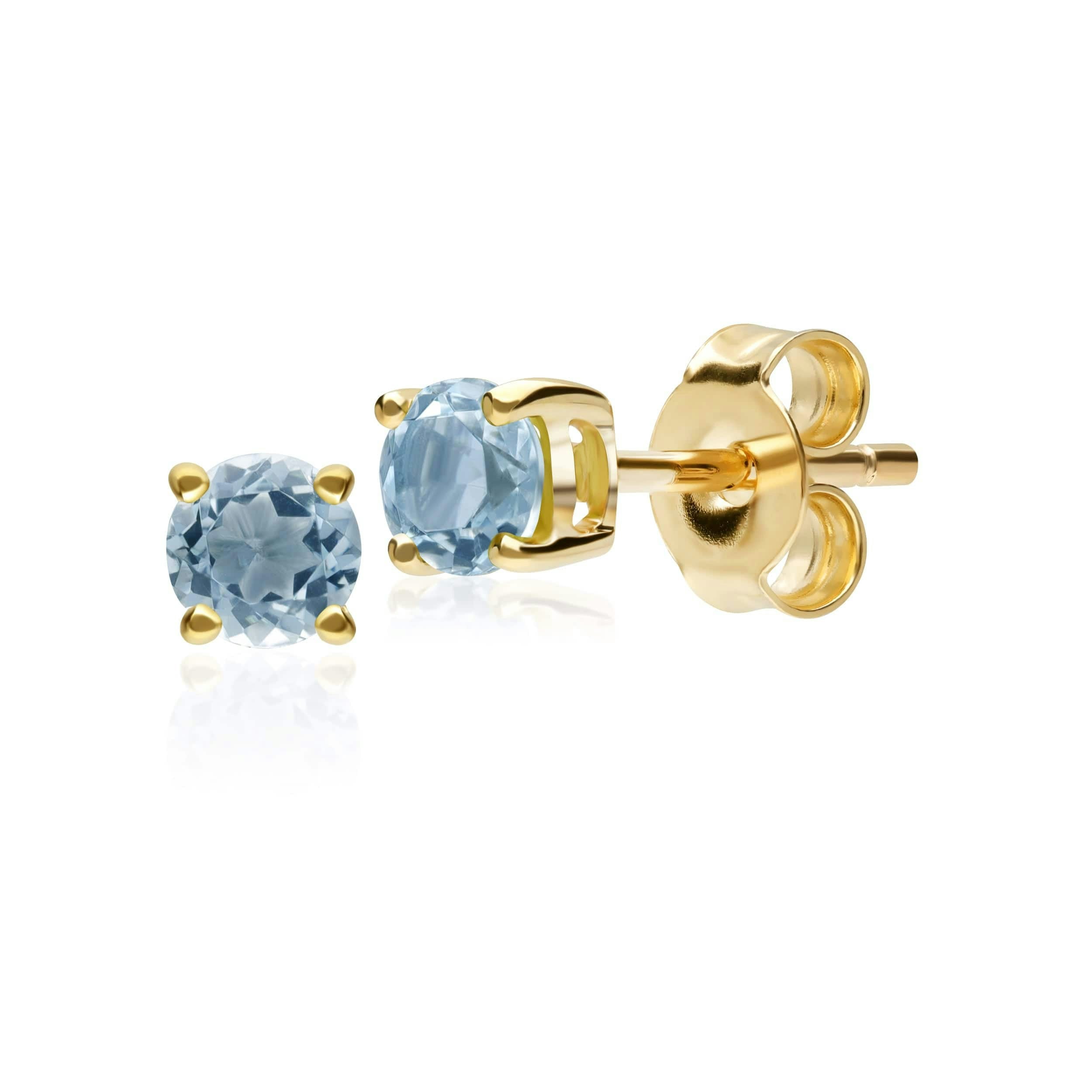 Gemondo Yellow/Gold Classic Round Aquamarine Stud Earrings In 9Ct 3.5Mm