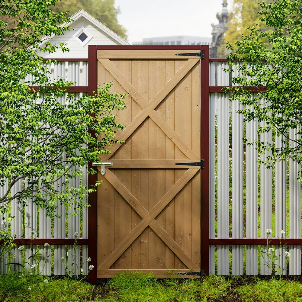 Rackhams 183Cm H Garden Flat Top Pine Wood Gate Kit With Screw Kit - 85Cm W X 183Cm H