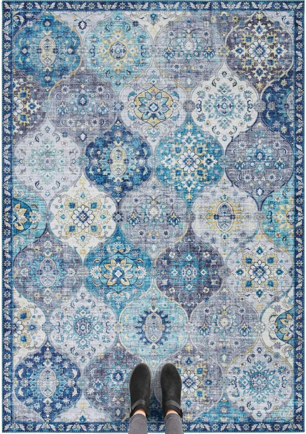 Hanse Home Blue Kashmir Ghom Oriental Rug – Vintage Style - 80X150 Cm