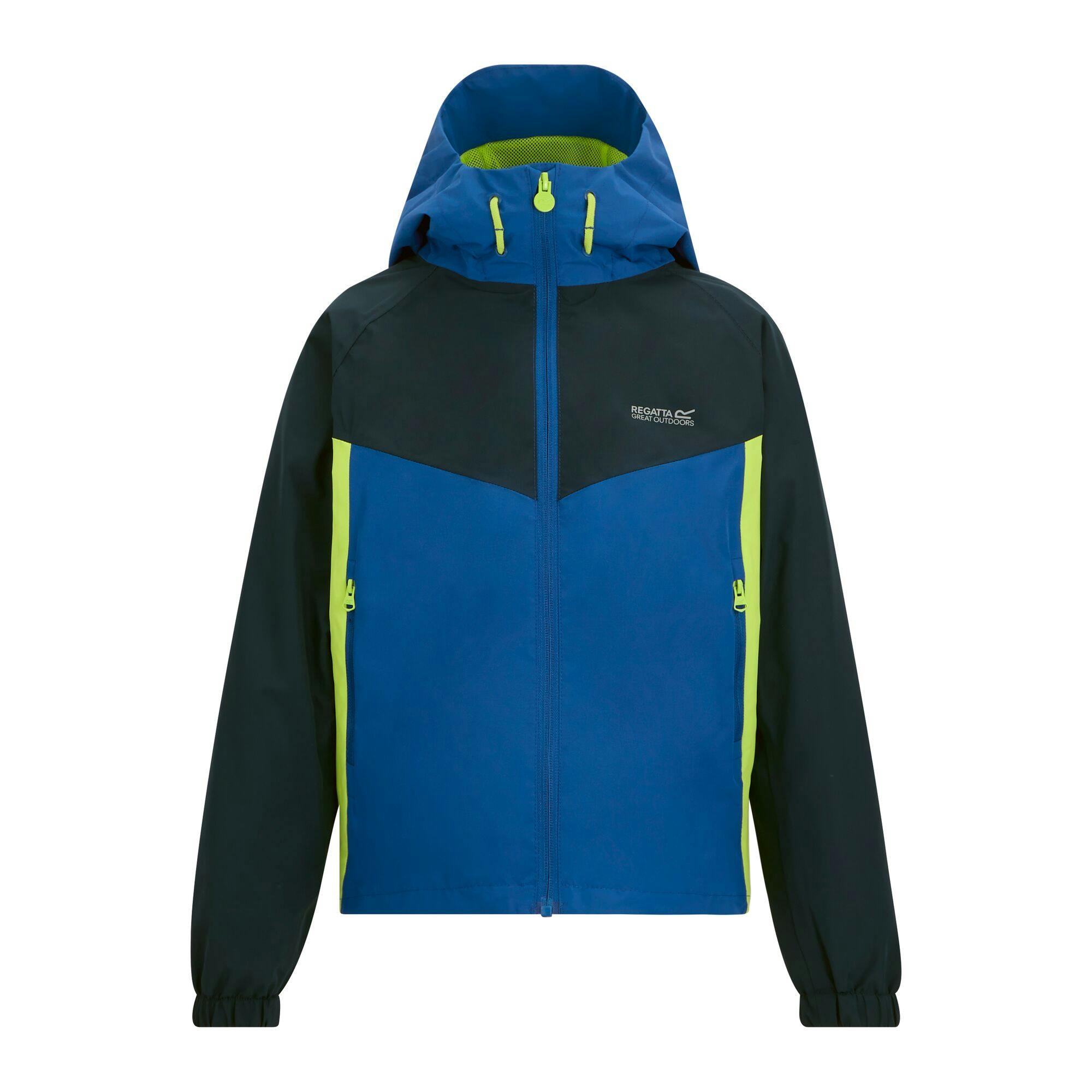 Regatta Blue/Green Kids Hanleigh Waterproof Jacket - Olympian /Sharp - 9-10 Years - Olympian /Sharp - 100% Polyester
