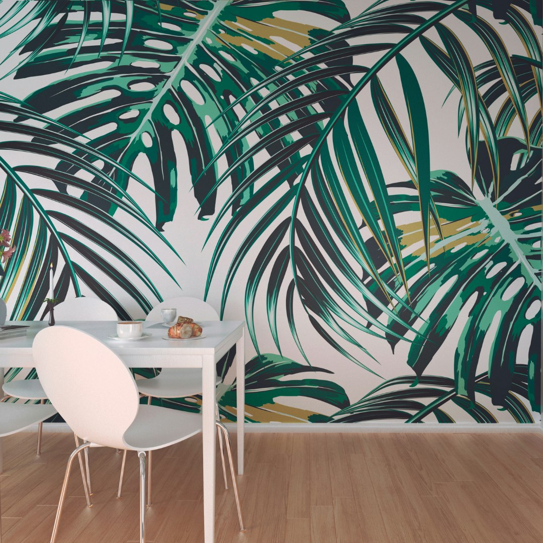 Origin Murals Tropical Leaves - Emerald - Emerald - Medium - W300cm X H240cm