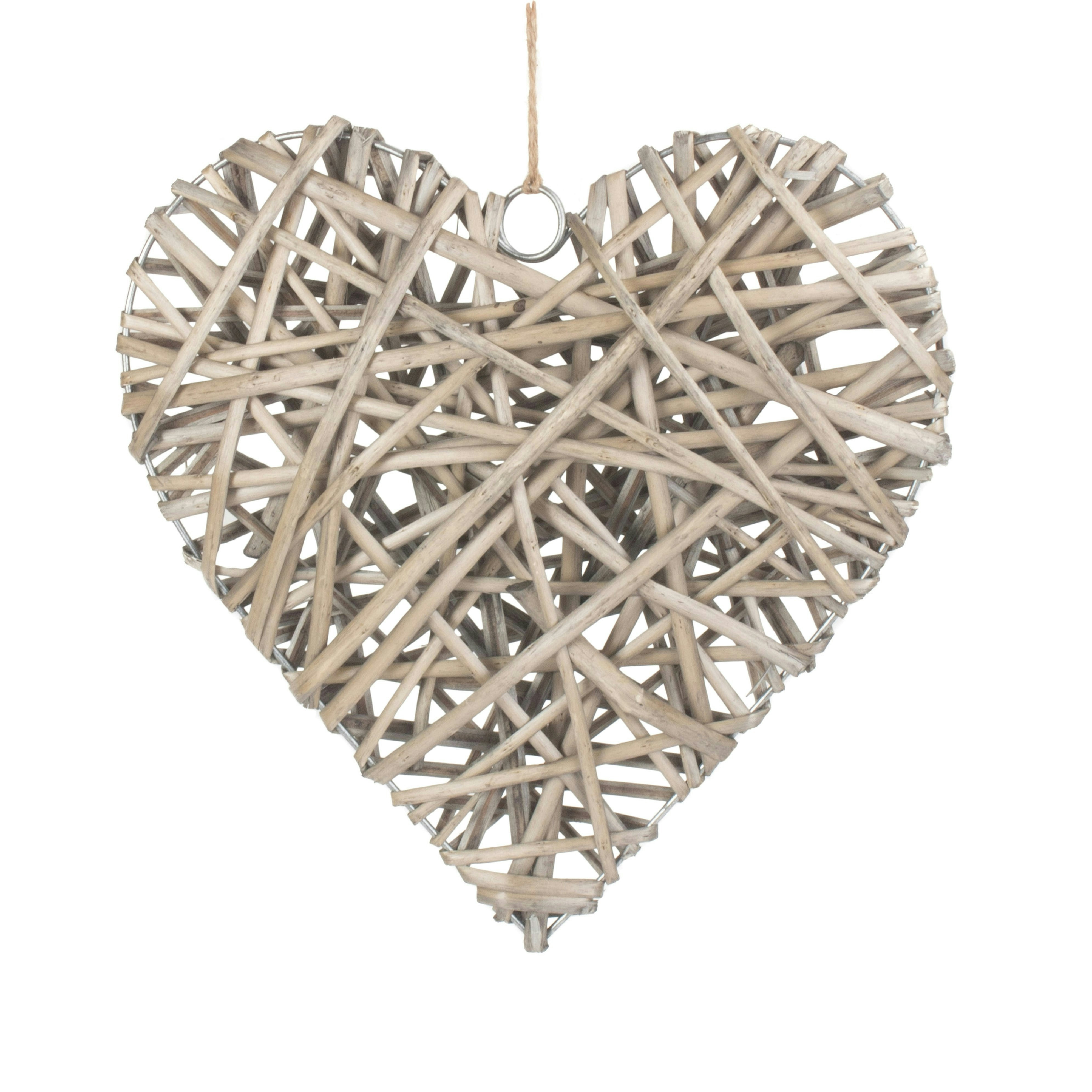 Red Hamper Full Antique Wash Wicker Heart - Large