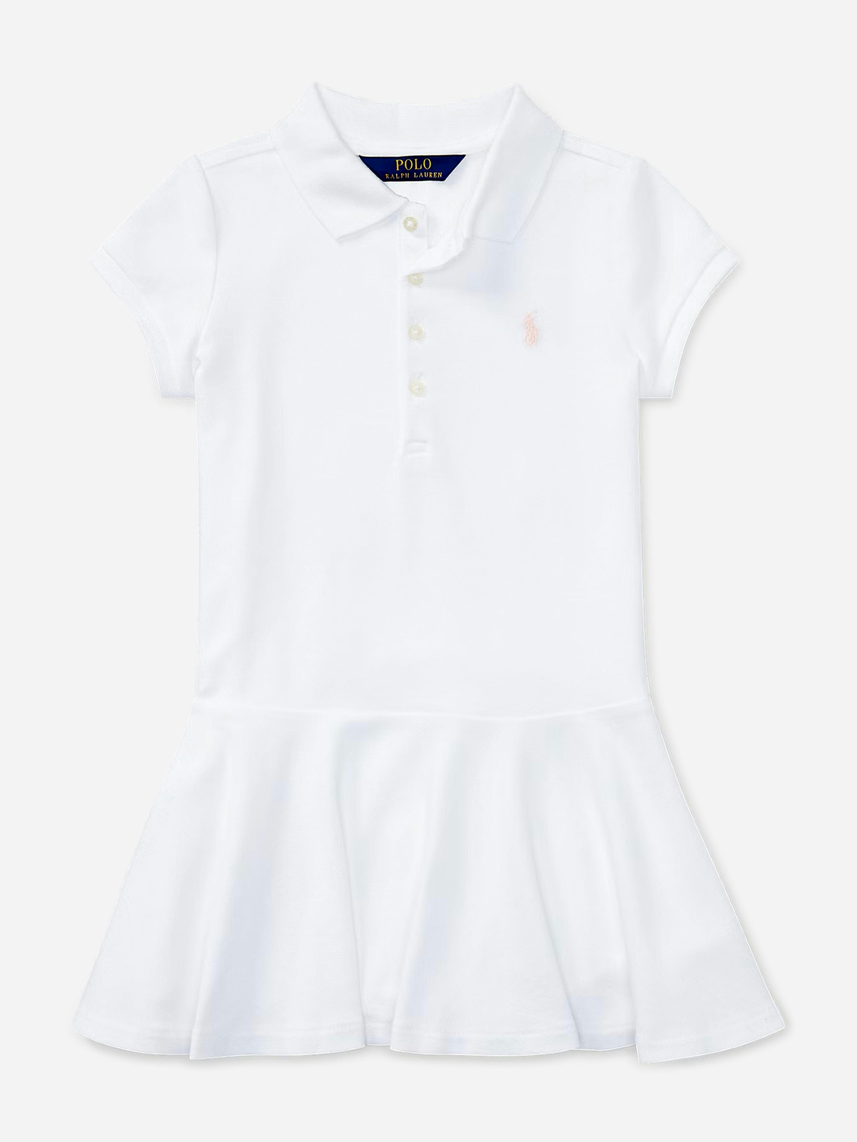 Ralph Lauren Kids Girls White Ralph Lauren Cotton Polo Dress In - 6 Yrs