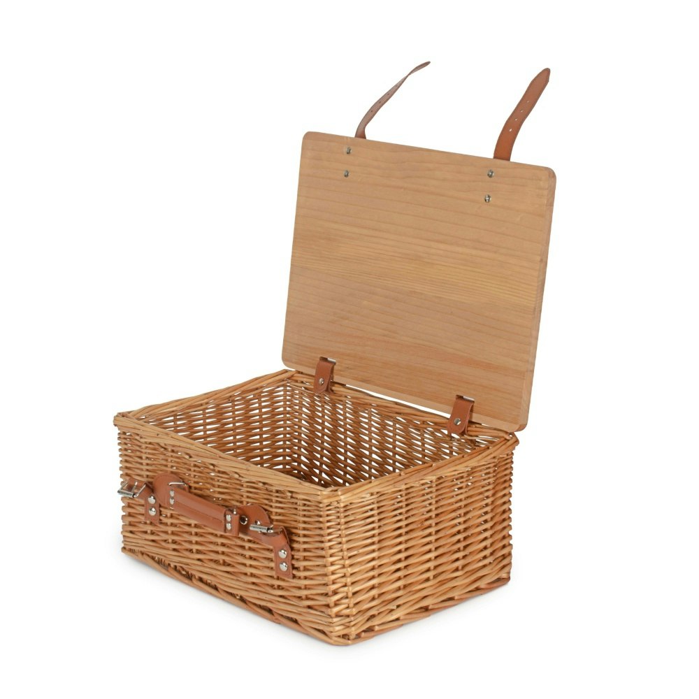 Red Hamper Double Steamed Empty Picnic Basket With Pinewood Lid - Medium