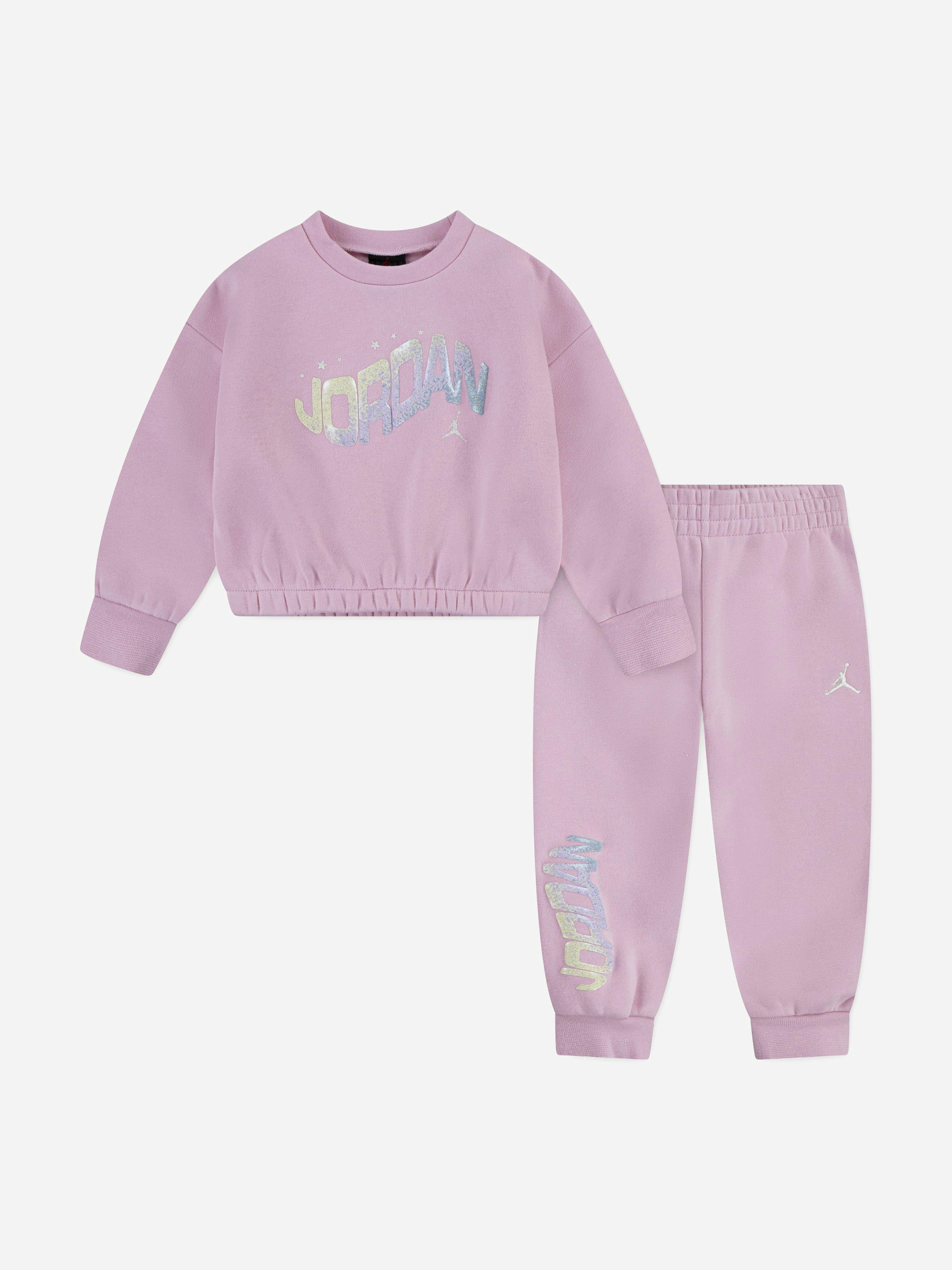 Jordan Girls Pink Jumpman Club Bubble Fleece Tracksuit In - 24 Months