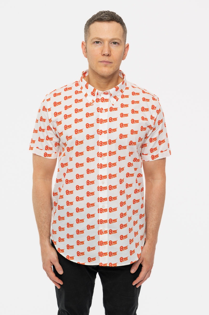 Paradiso Clothing Unisex White David Bowie Pattern Repeat Casual Shirt - Xxl