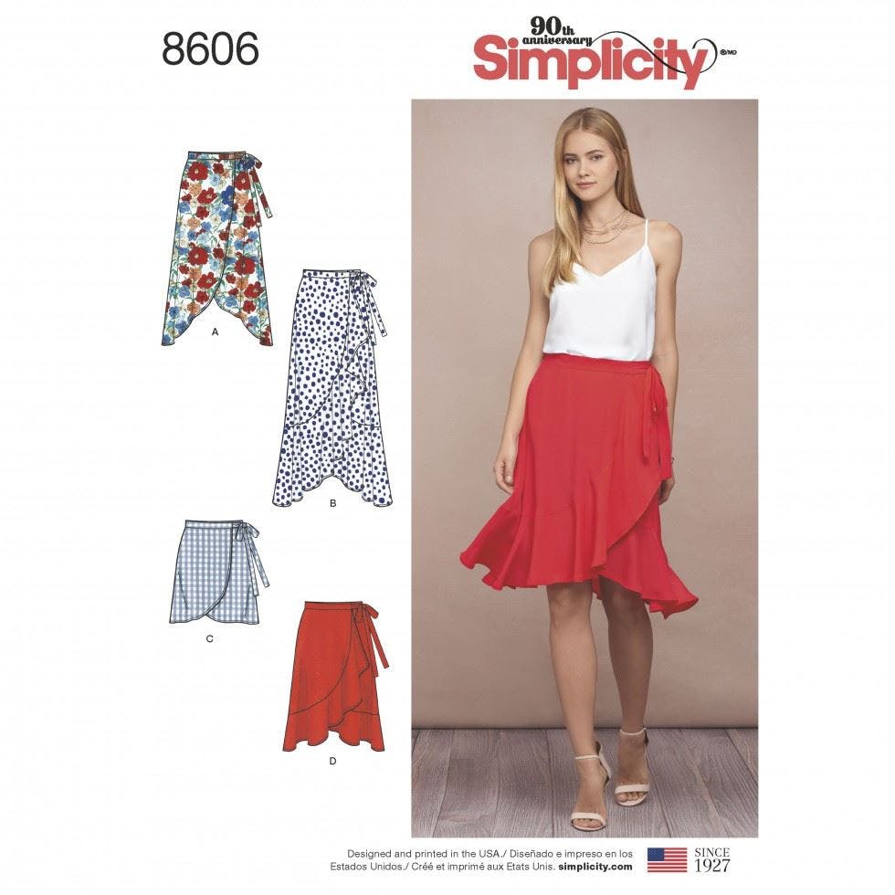 Simplicity Women's Sewing Pattern 8606, Skirts For H5 (6-8-10-12-14) - Intermediate - H5 (6-8-10-12-14)