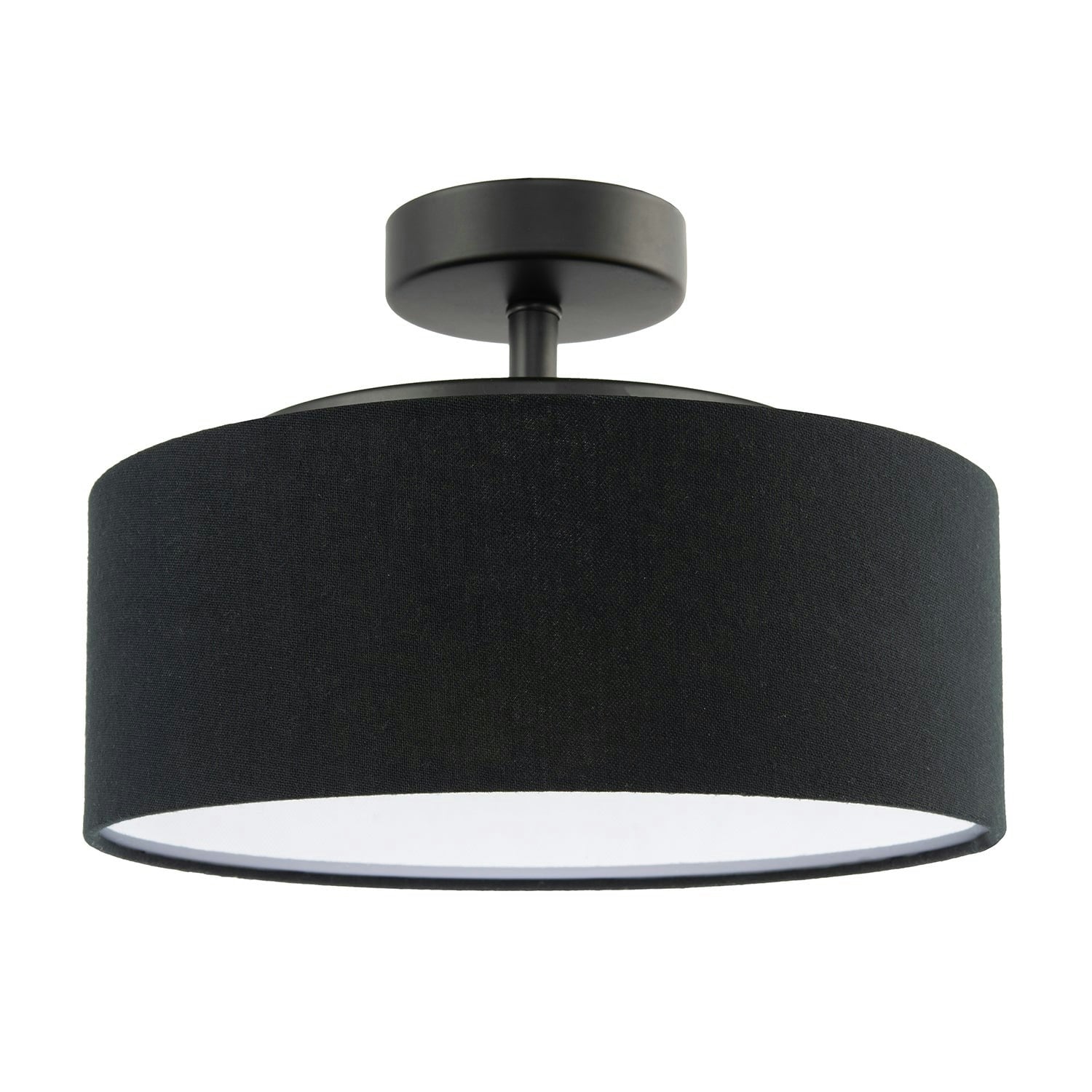 Happy Homewares Black/Light Contemporary Linen Fabric Semi Flush Ceiling Fixture