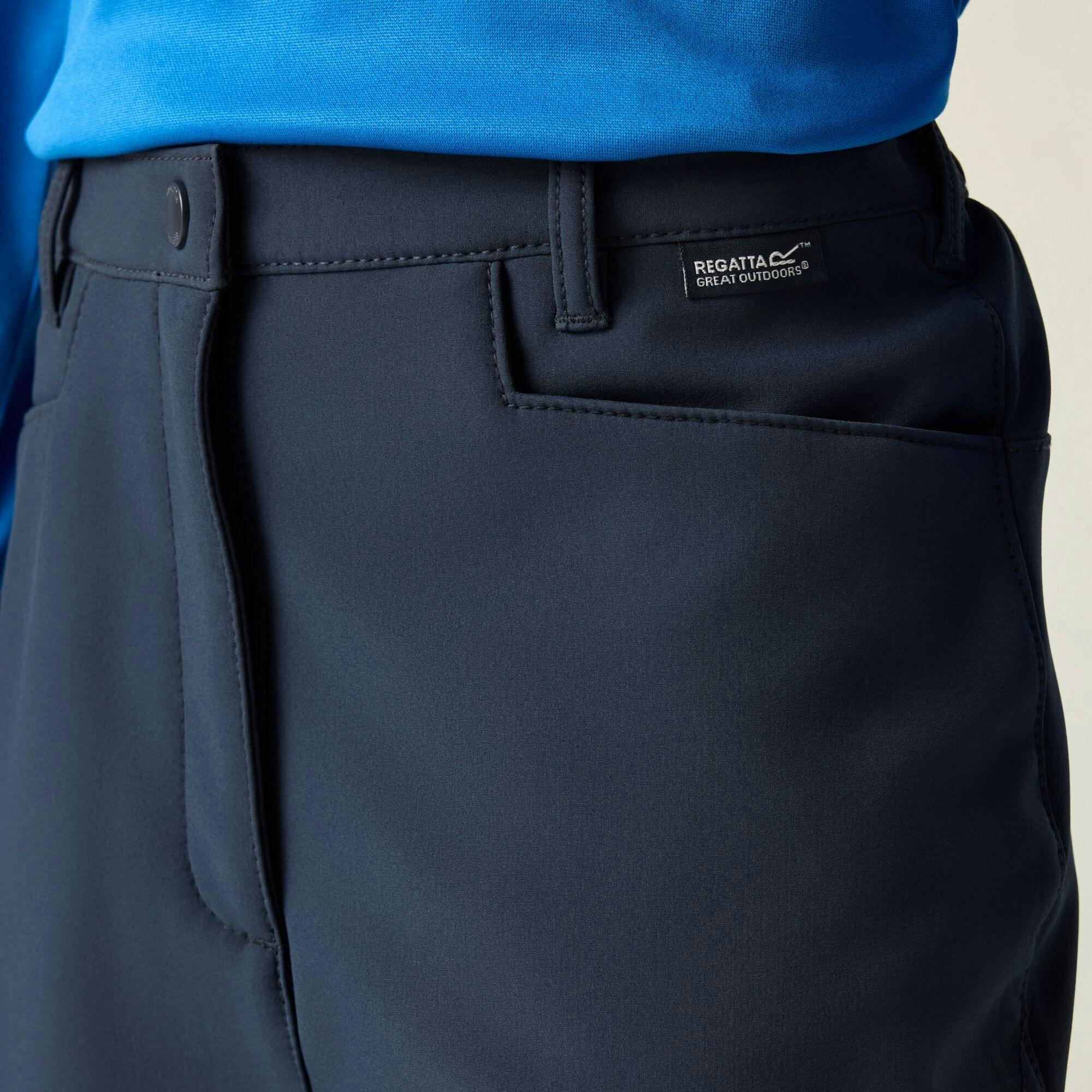 Regatta Kids Softshell Trousers - Navy - 8-9 Years - Navy - 66% Polyester/30% Recycled Polyester/4% Elastane