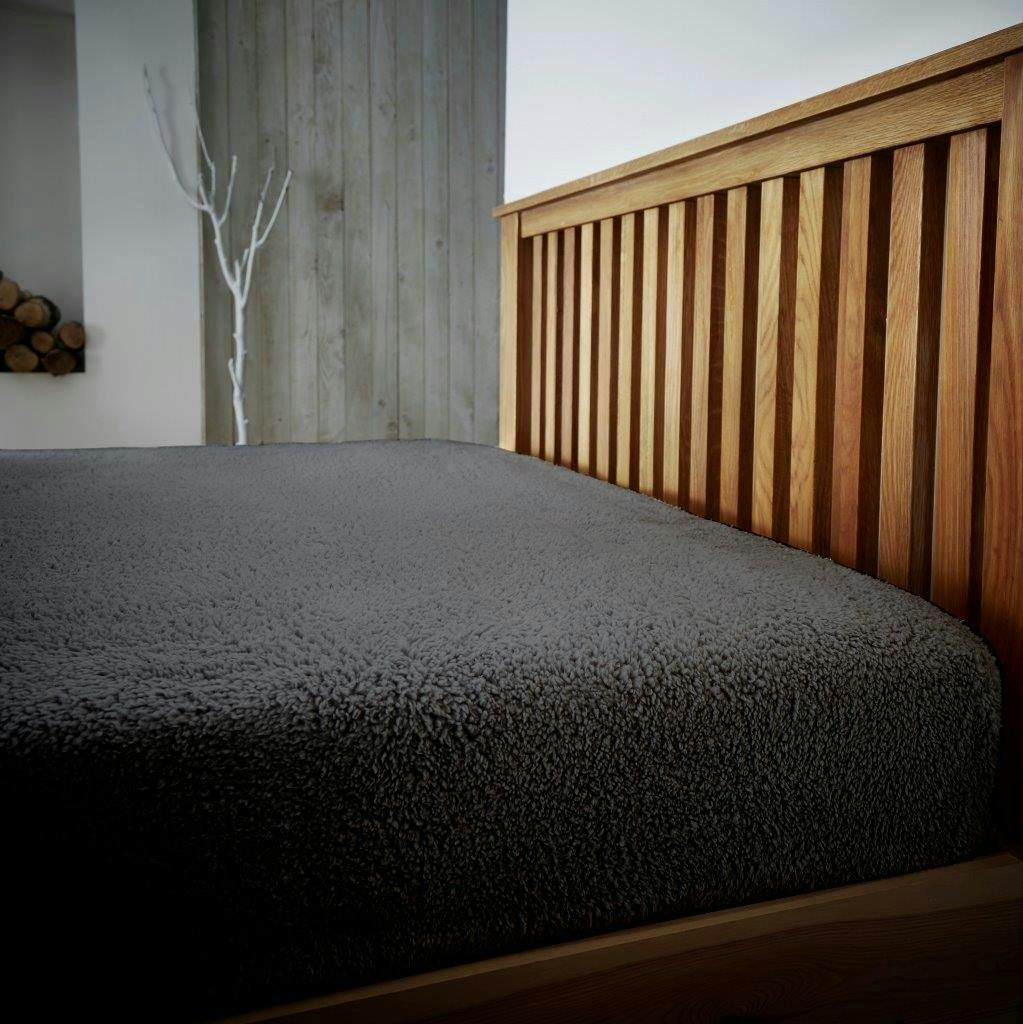 Smart Living Teddy Plain Fitted Sheet - Charcoal - Single (90Cm X 190Cm) + 25Cm Deep