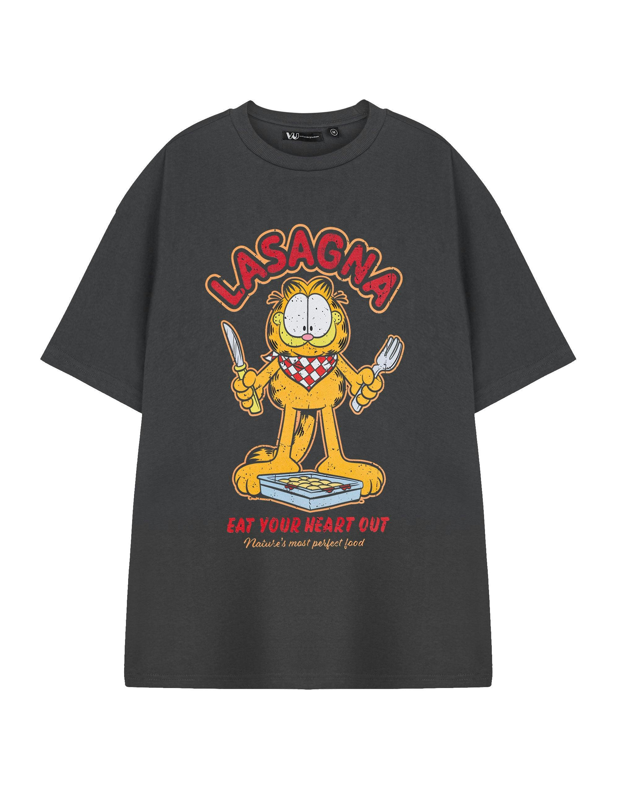 Vanilla Underground Men's Grey Garfield Eat Your Heart Out Short Sleeved T-Shirt - XX-Large