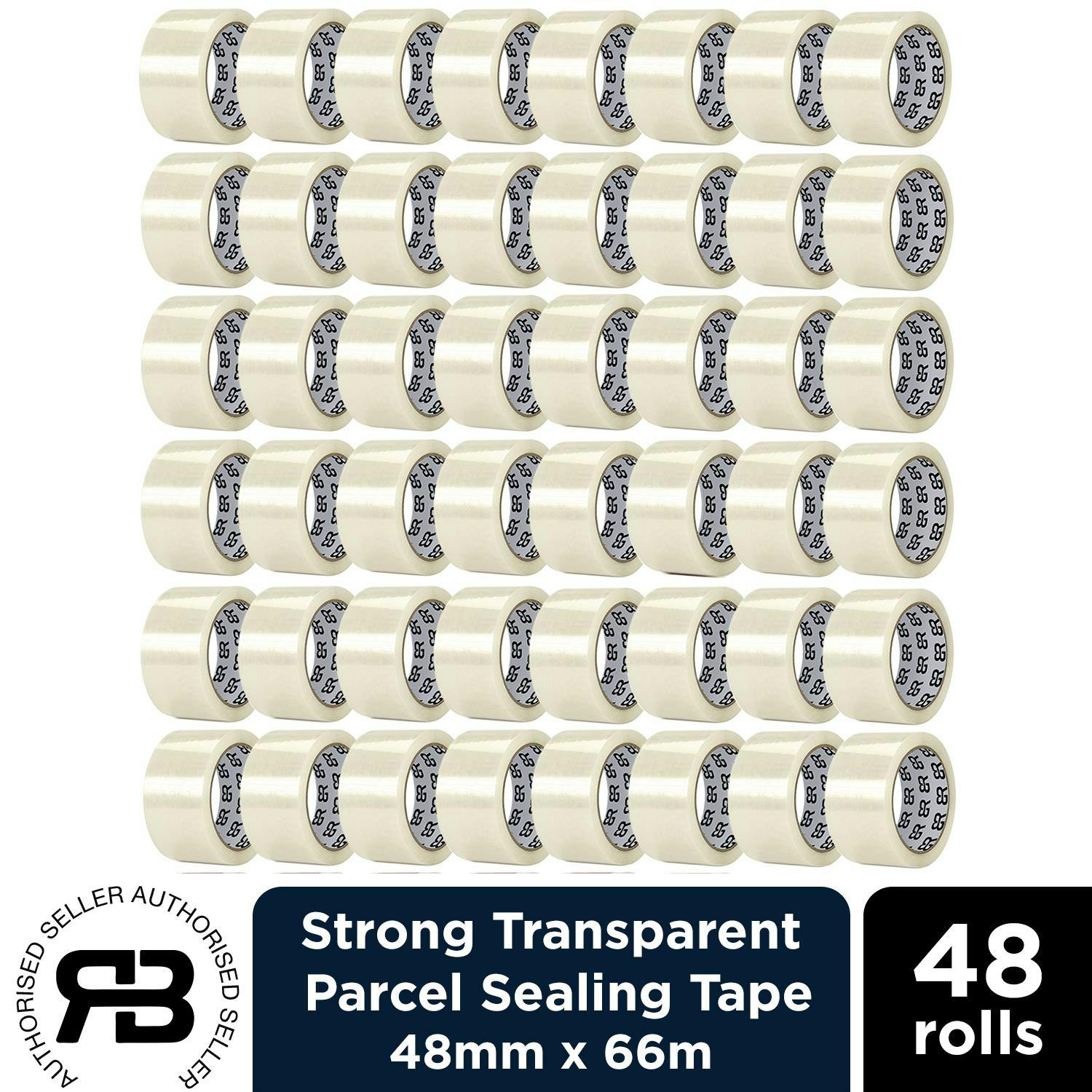 Rackhams Brown Packing Tape 48Mm X 66M Clear Fragile Parcel Box Tape 12, 24 Or 48 Rolls - Clear Packing Tape - 48 Rolls- Bulk Saver
