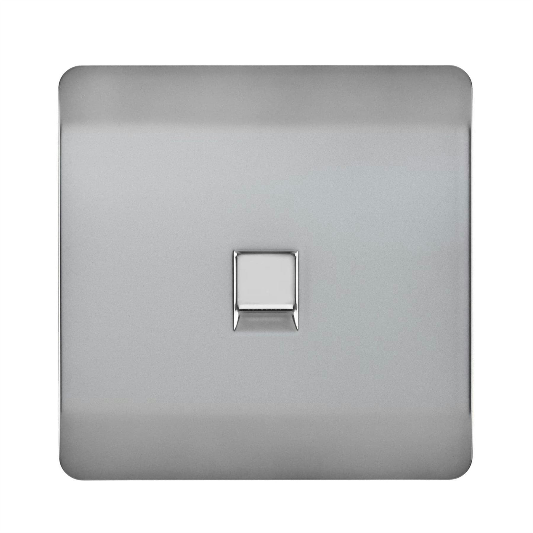 Trendi Switch 1 Gang Rj45 Cat 6 Modern Designer Pc Ethernet Socket In Brushed Steel