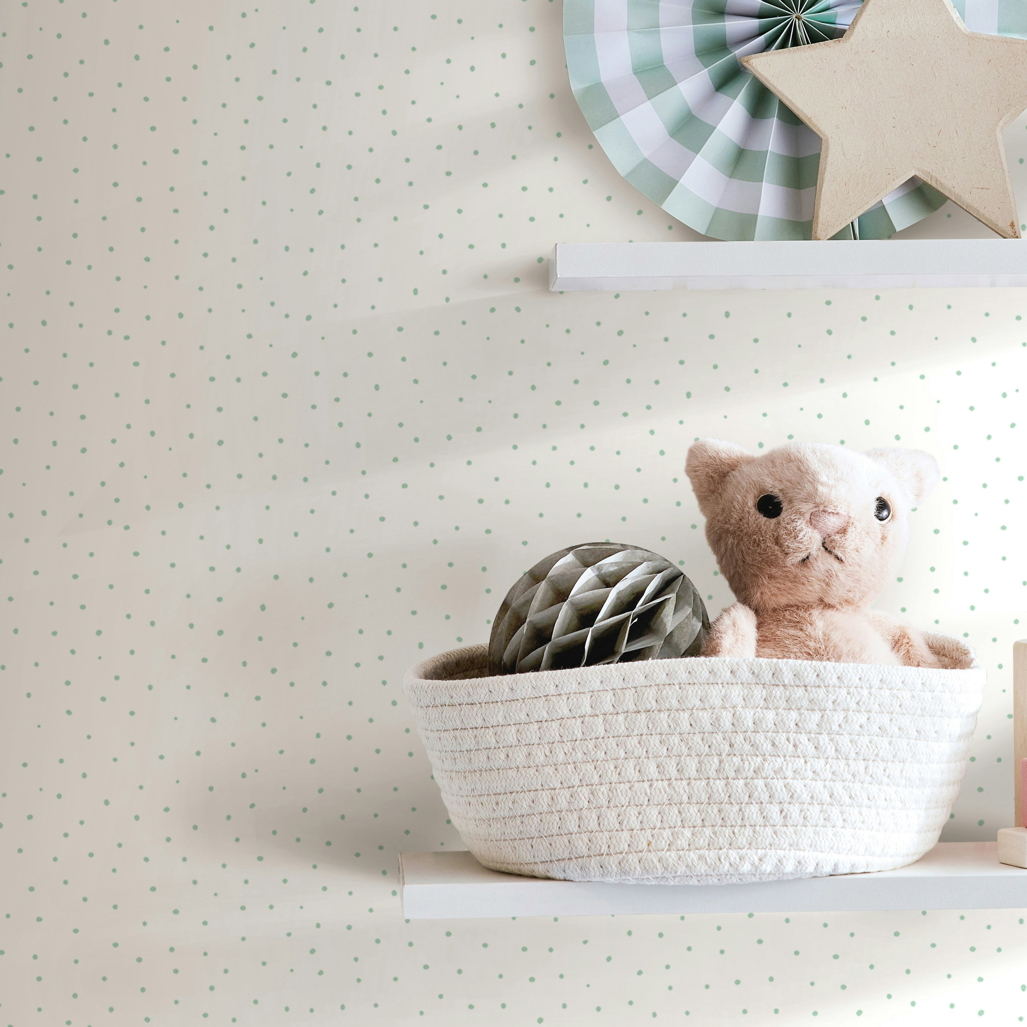 Hoopla Walls Mini Dots - Seafoam 10M Wallpaper - Seafoam