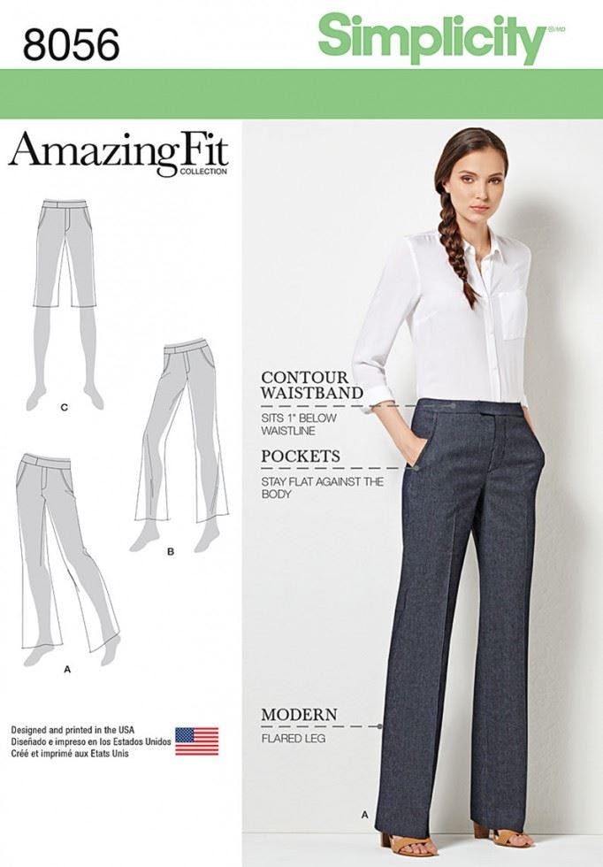Simplicity Women's Sewing Pattern 8056, Trousers, Shorts For Aa (10-12-14-16-18) - Intermediate - Bb (20W-28W)