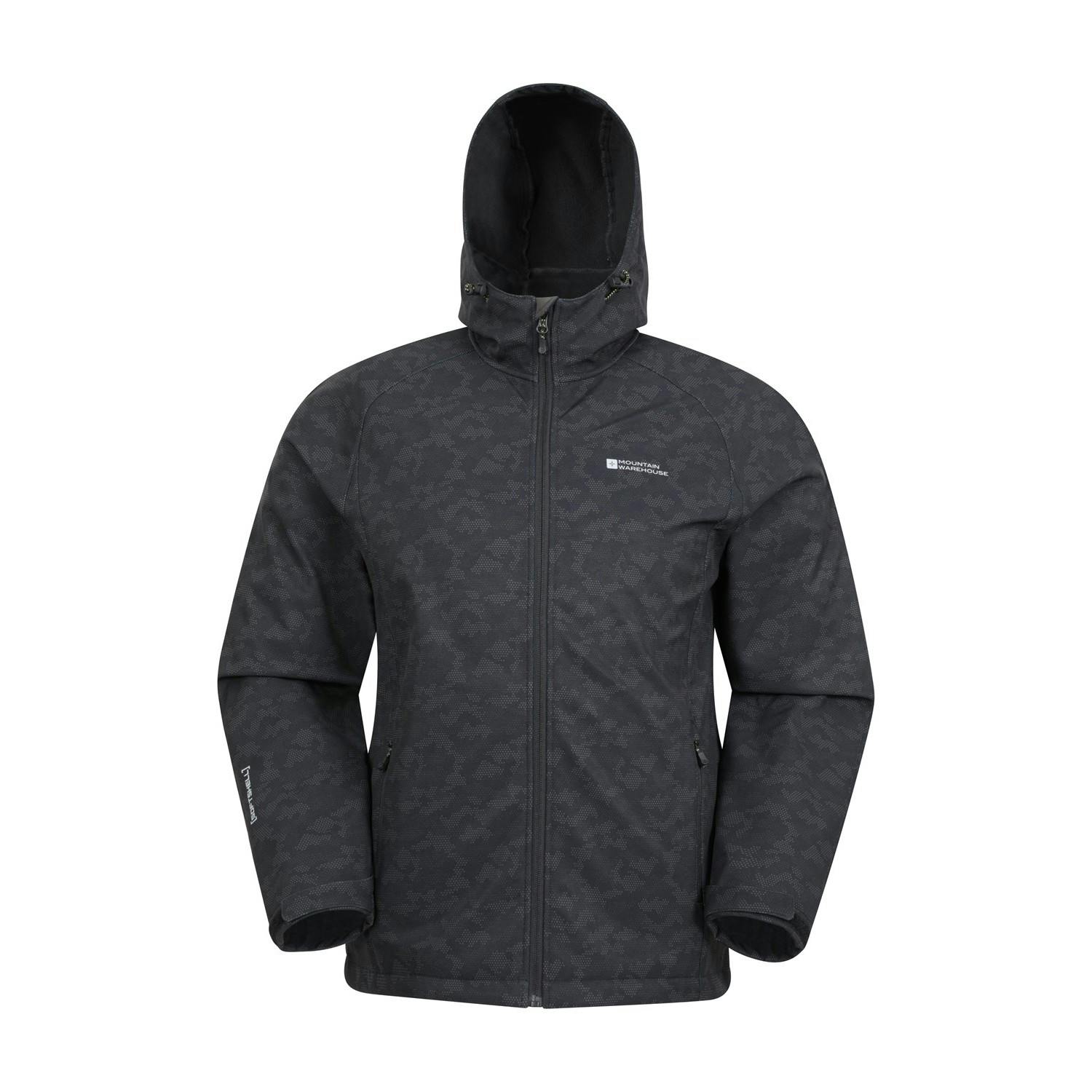 Mountain Warehouse Men's Black Exodus Showerproof Soft Shell Jacket - S - 96% Polyester/4% Elastane
