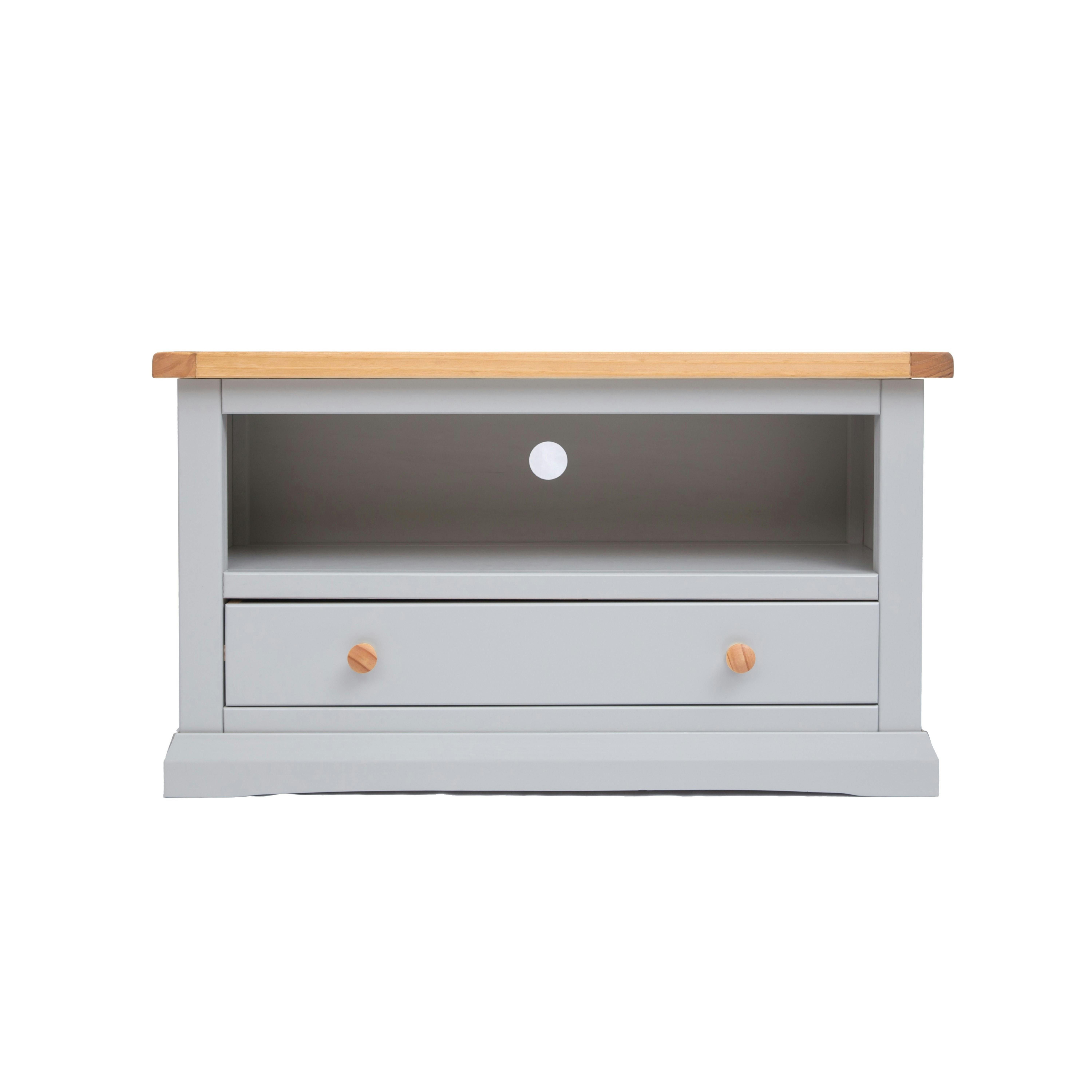 Rackhams Light/Grey Loreo 1 Drawer Tv Cabinet Wood Knob