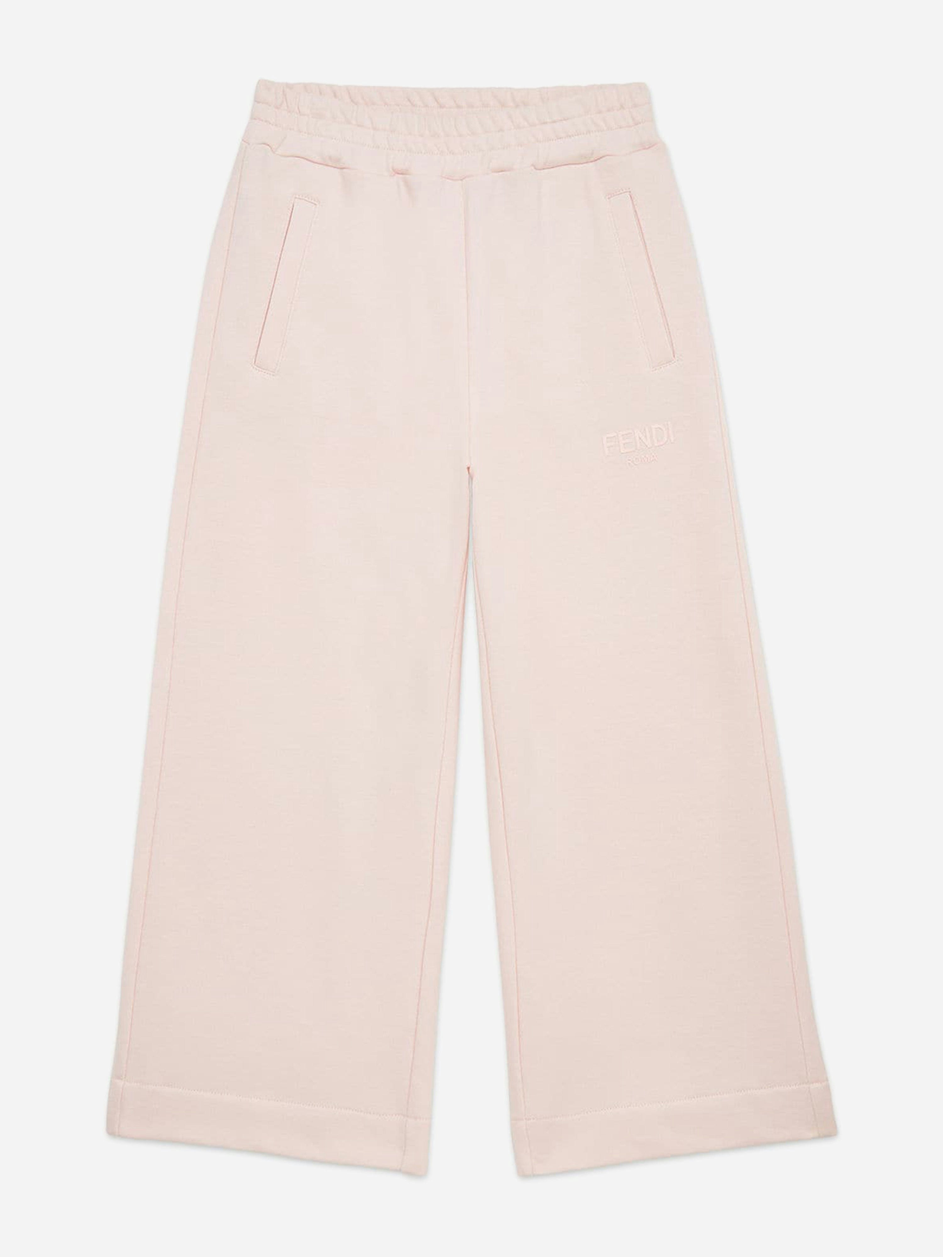 Fendi Kids Girls Pink Fendi Logo Joggers In - 12 Yrs