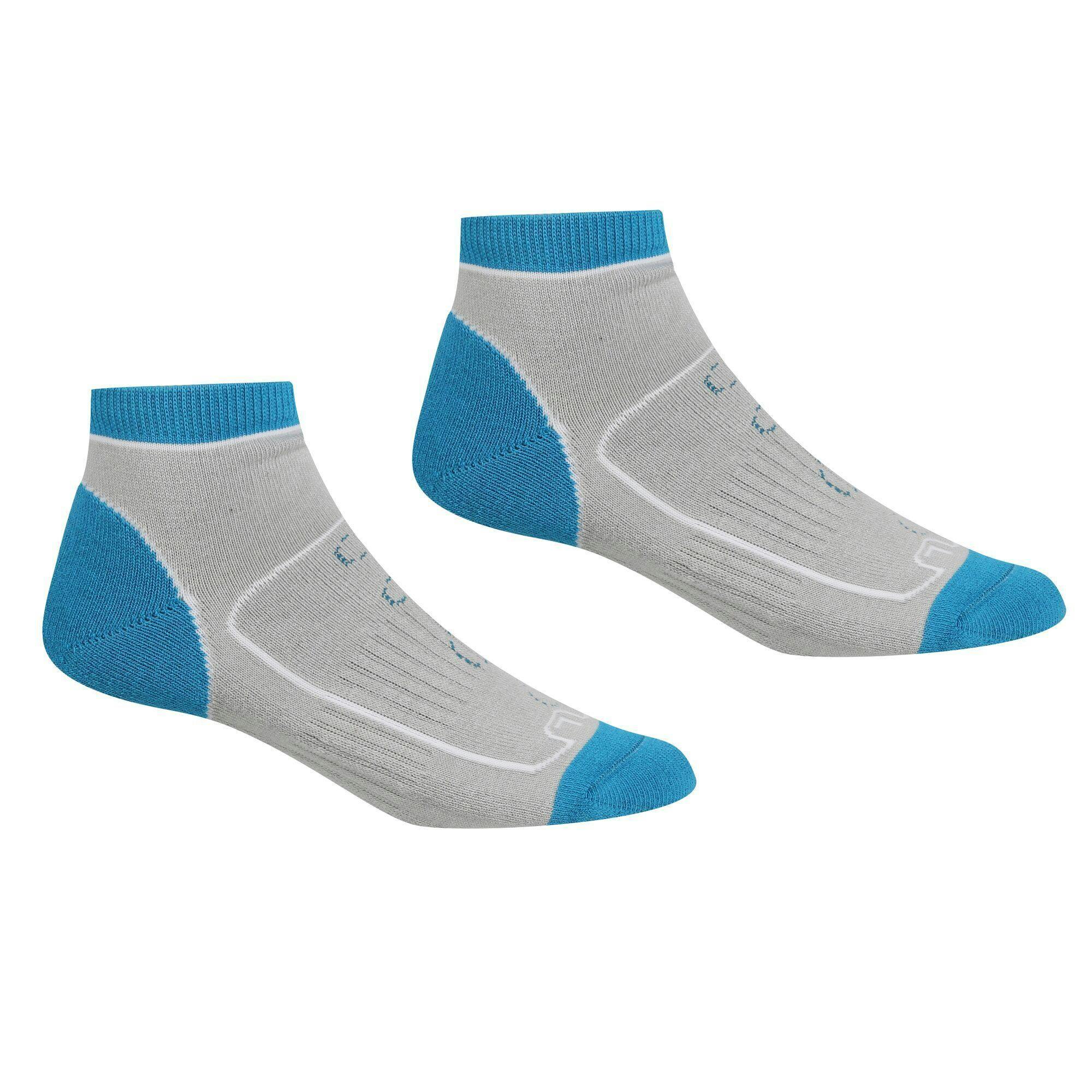 Regatta Women's Light/Blue / Samaris Trail Colour Block Ankle Socks (Pack Of 2) - Steel/Niagra - Steel/Niagra - 6 Uk-8 Uk - 68% Coolmax/19% Cotton/11% Polyamide/2% Elastane