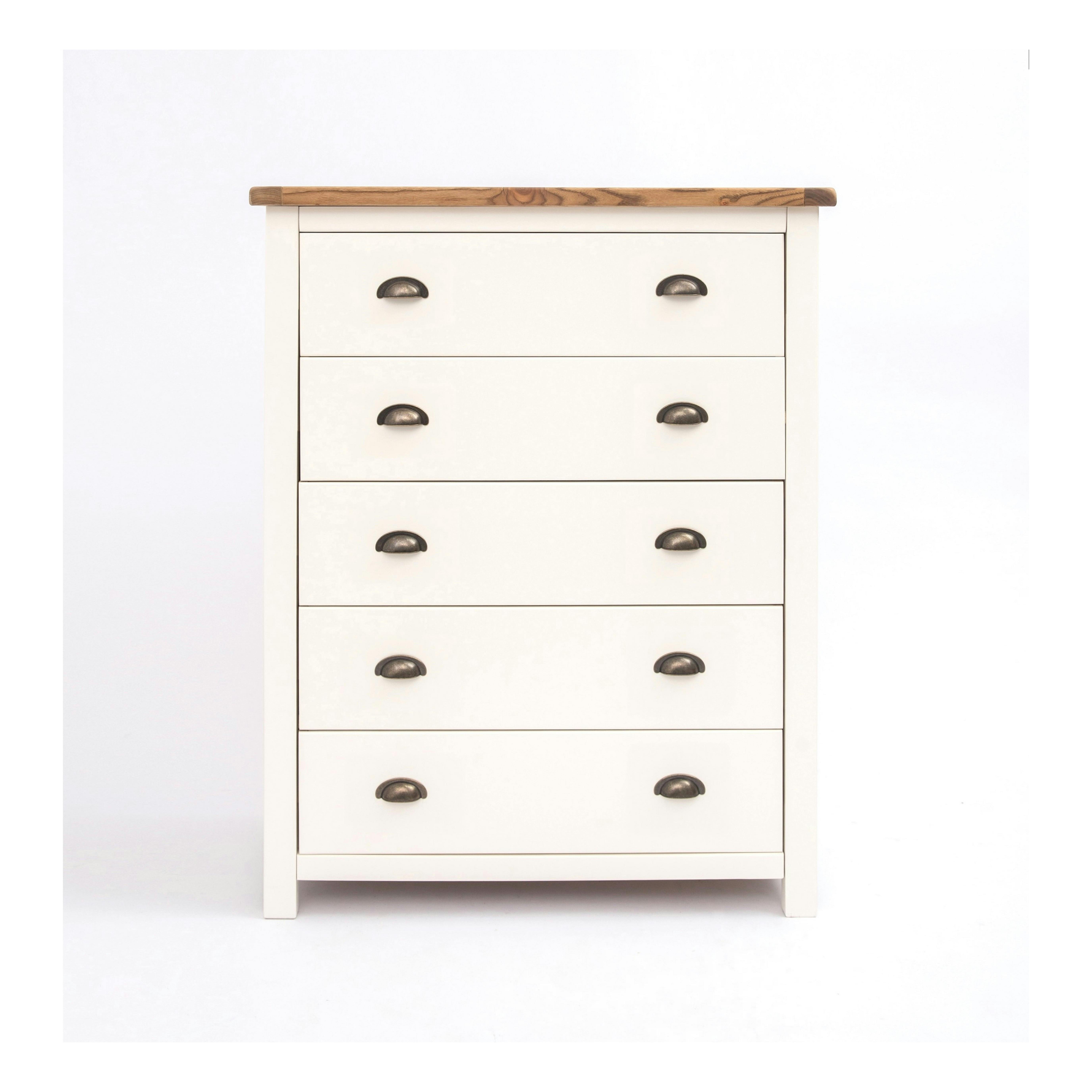 Cabinet Bits White Lovere 5 Drawer Chest Of Drawers Brass Cup Handle - Off