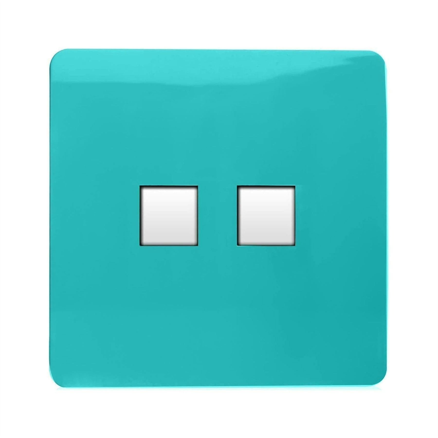 Trendi Switch - 2 Gang RJ45 Cat 6 Ethernet Socket - Bright Teal - Image 4