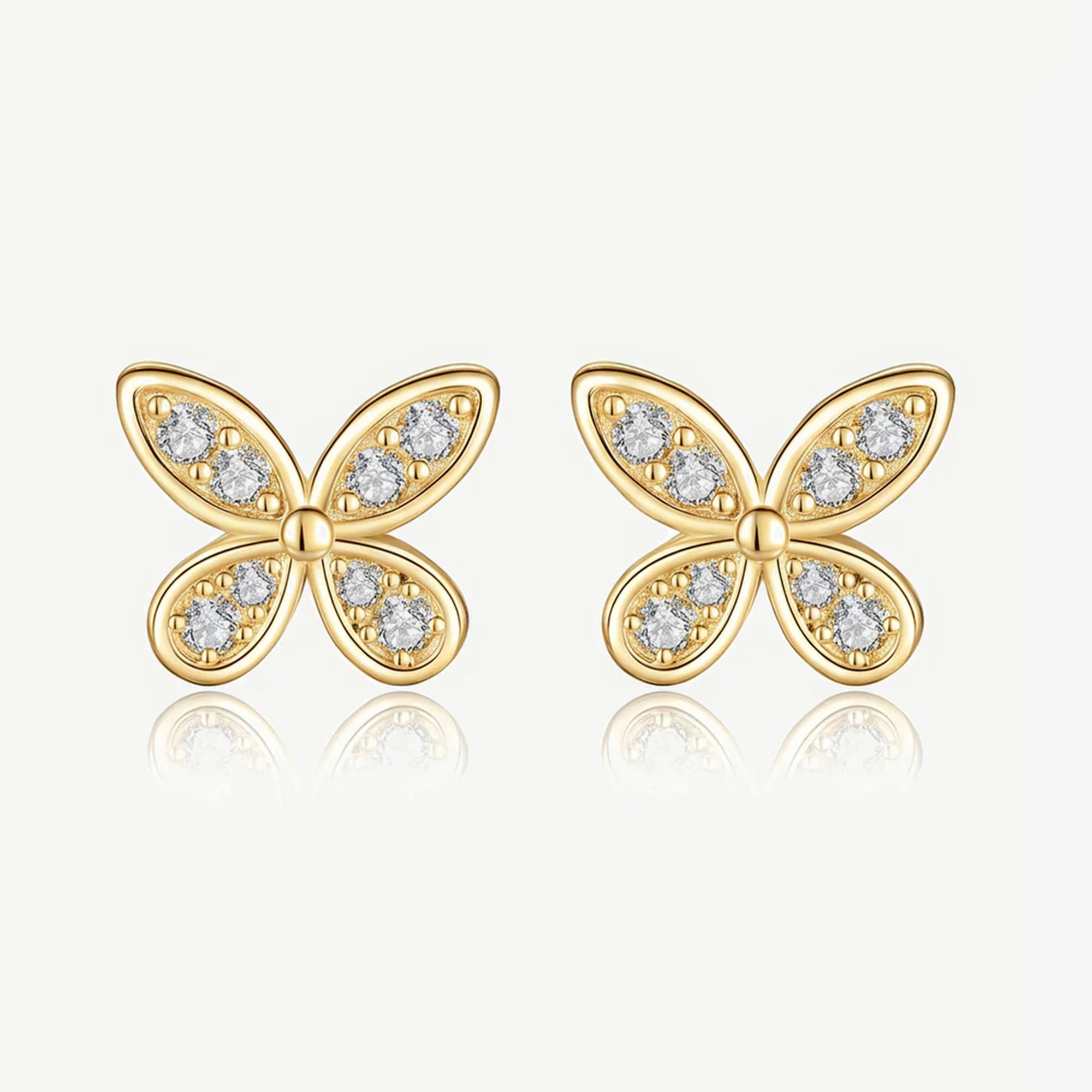 Muchv Gold/Silver Small Butterfly Stud Earrings In 18K Or