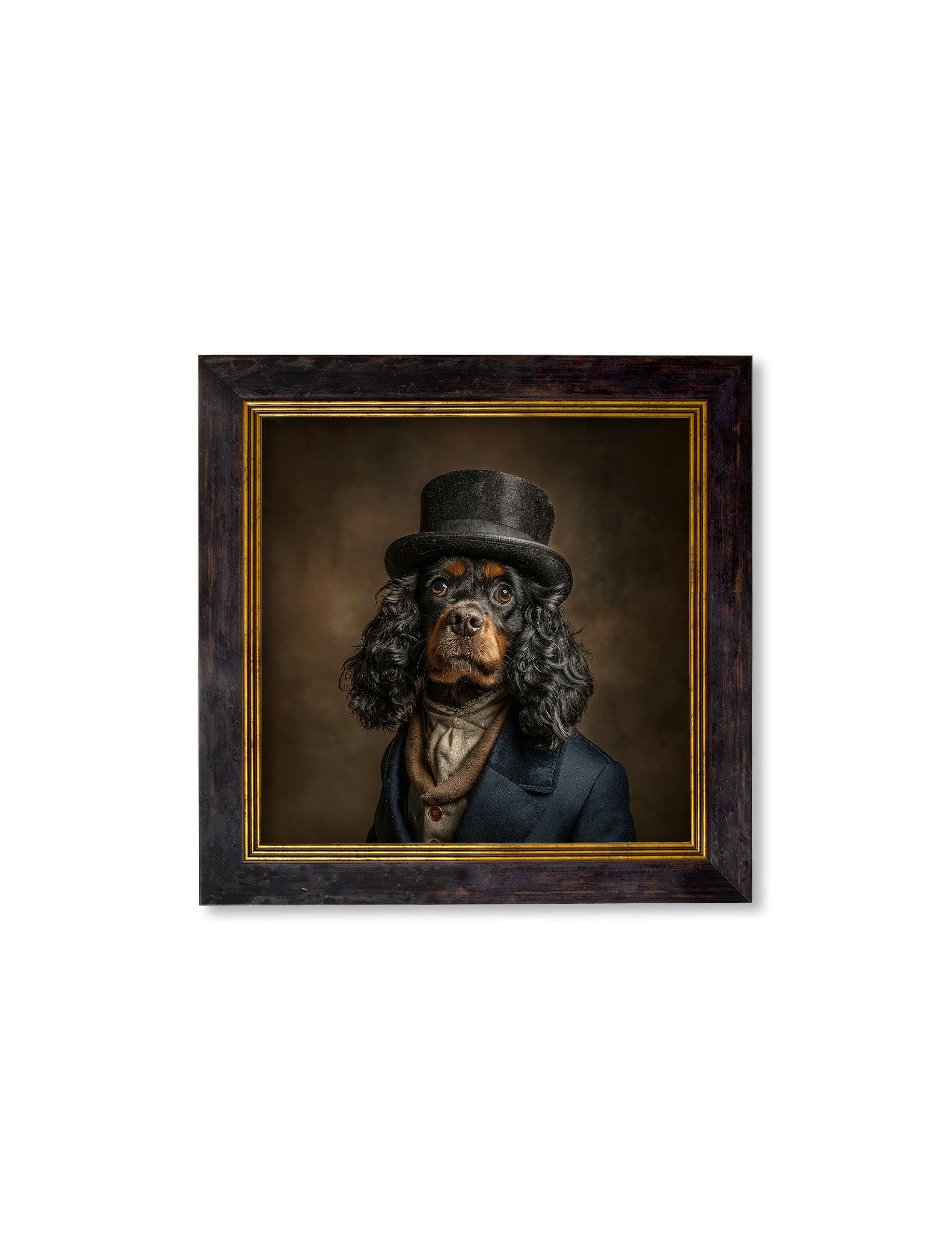 Rackhams Blue/Beige/Black Lord Longears - Gentleman Cocker Spaniel Oxford Square Frame - 44 X 44Cm