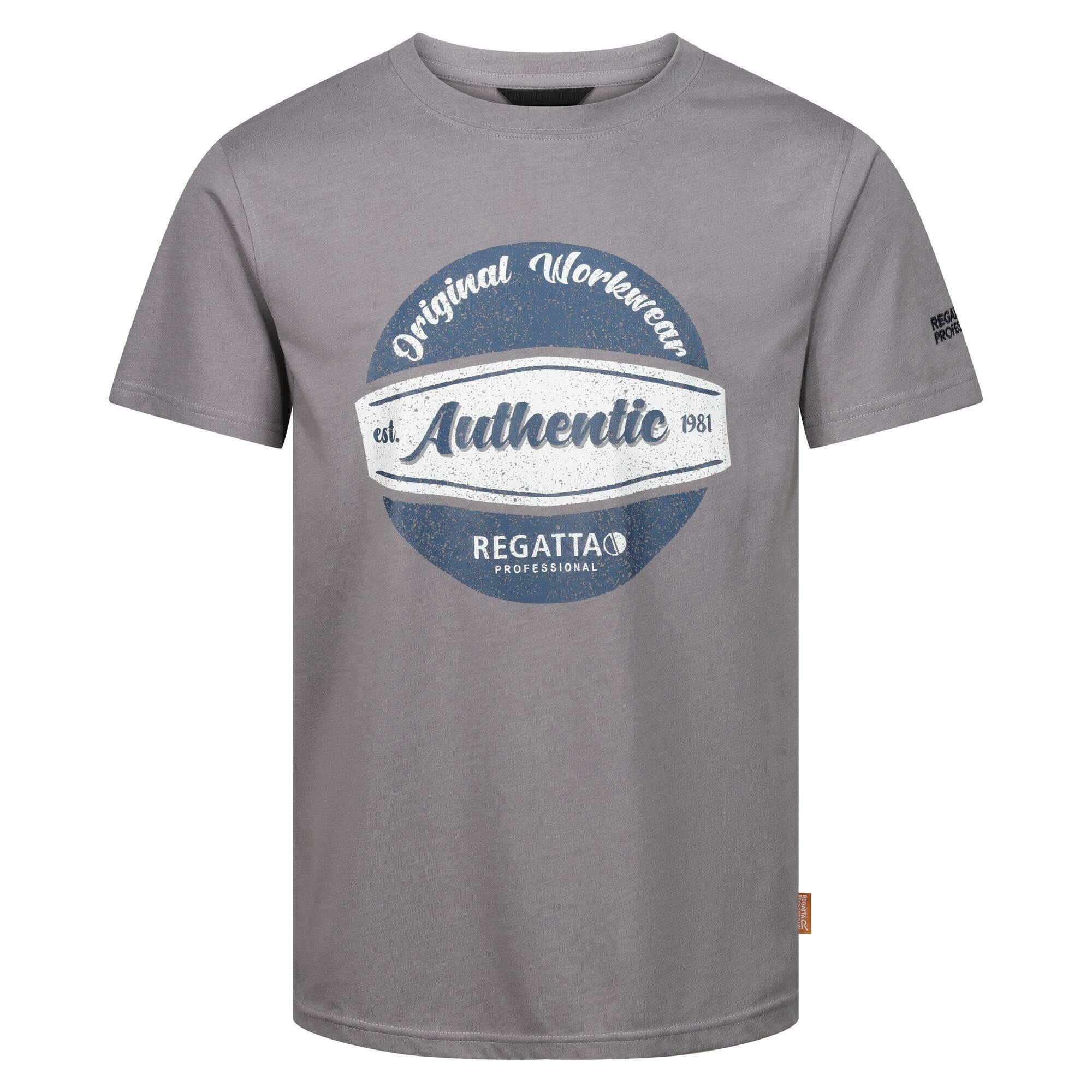 Regatta Men's Grey Professional Cotton T-Shirt - Rock Marl - S - Rock Marl - 100% Cotton