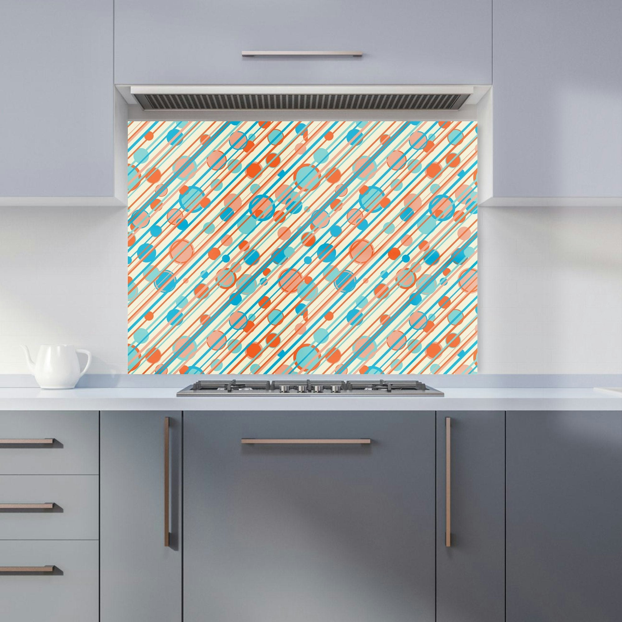 Warren Reed - Designer Retro Stripes And Circles Kitchen Splashback - W900mm X H650mm