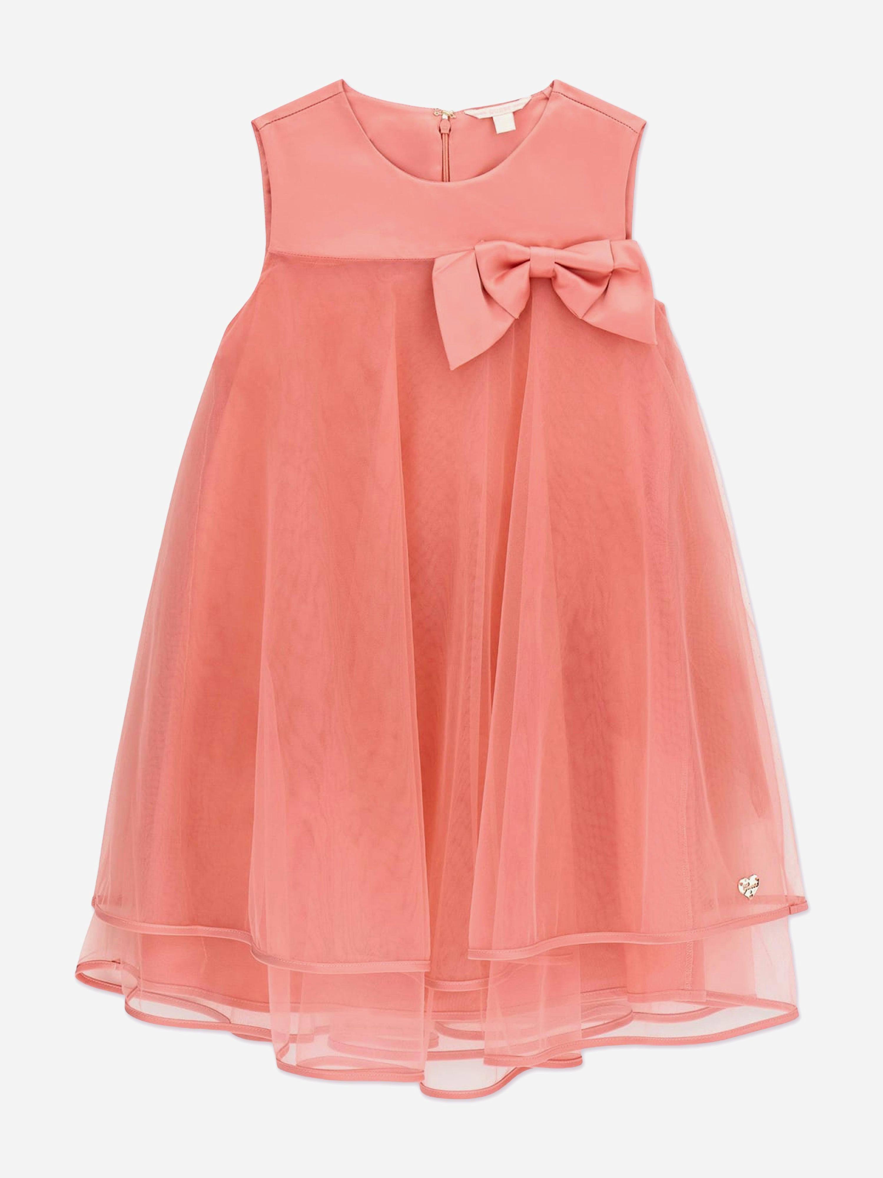 Guess Girls Pink Bow Ceremony Dress In - 12 Yrs