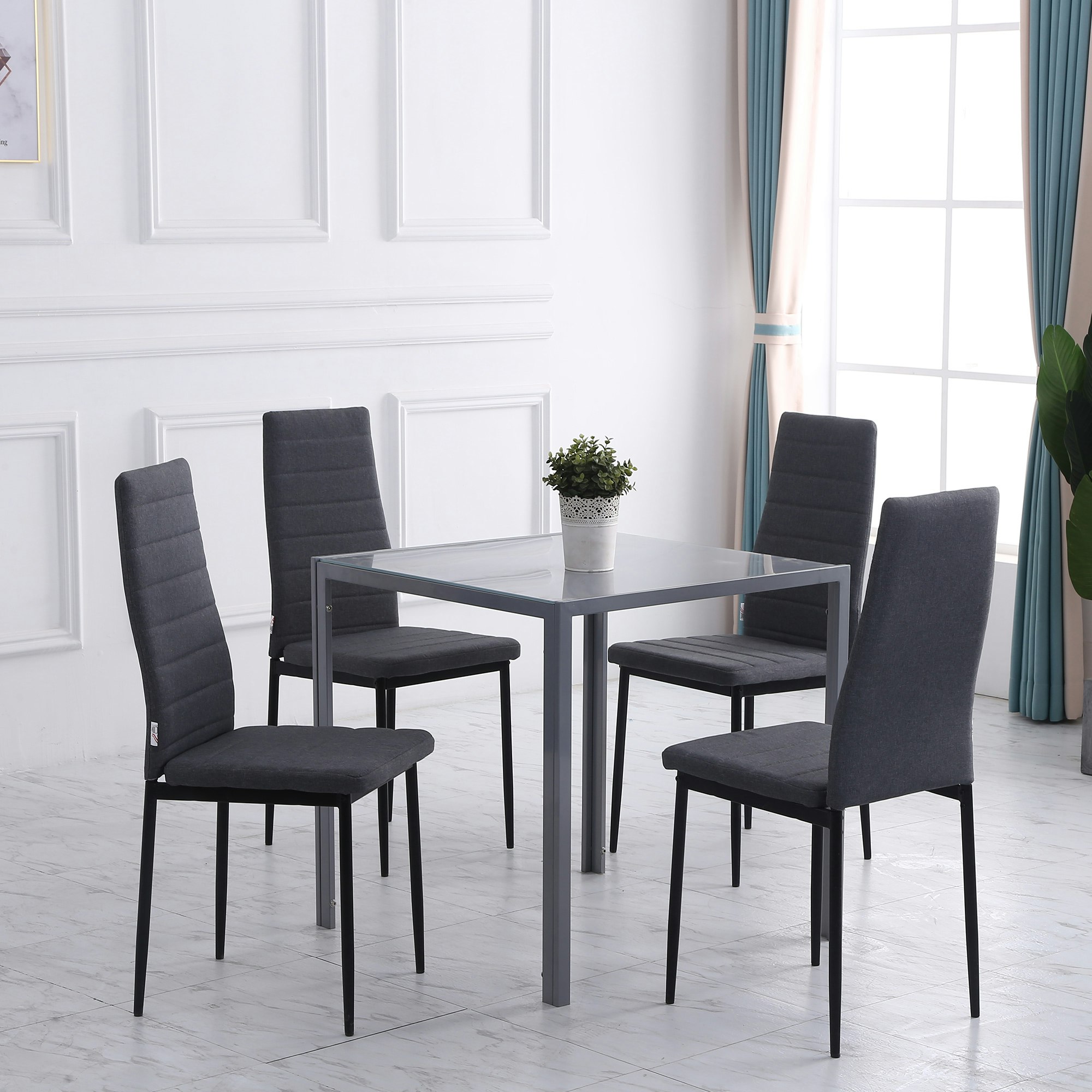 Rackhams Dining Chairs Upholstered Fabric Accent Chairs With Metal Legs, Set Of 4