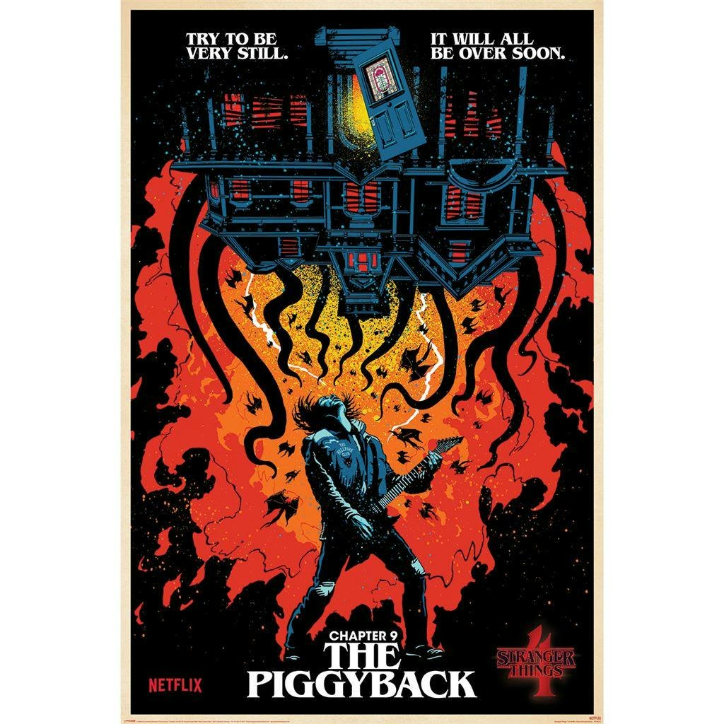 Stranger Things Black/Red/Blue The Piggyback Poster - 91.5Cm X 61Cm X 0.1Cm