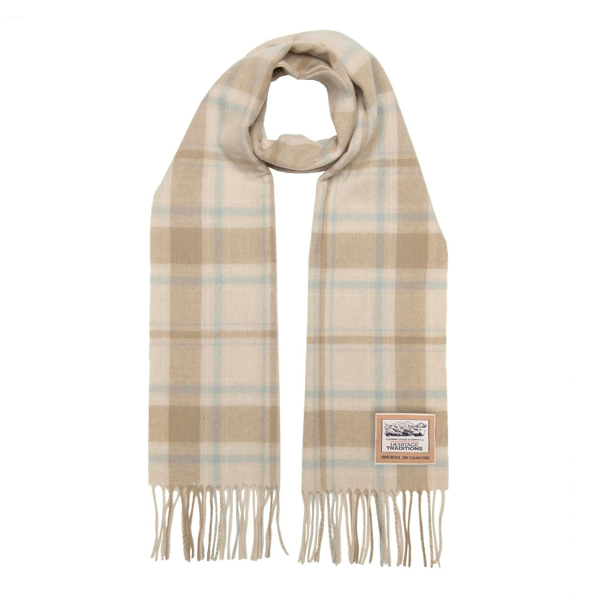 Heritage Traditions Pure Wool Check Scarf - Camel Powder