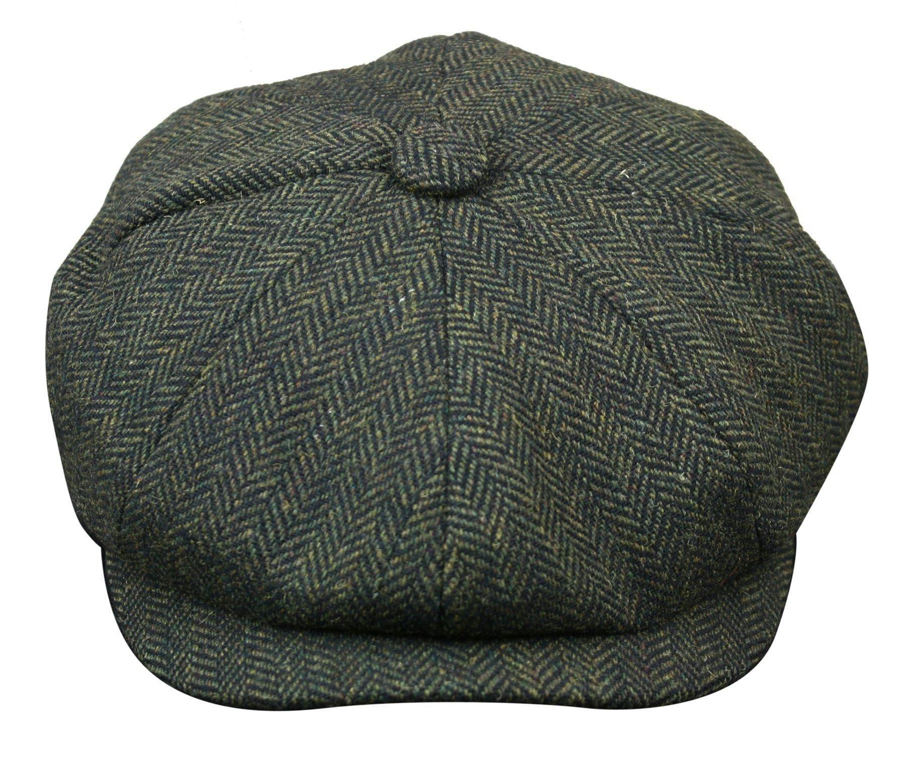 Infinity Leather Men's Peaky Blinders Tweed Gatsby Hat - Olive - L