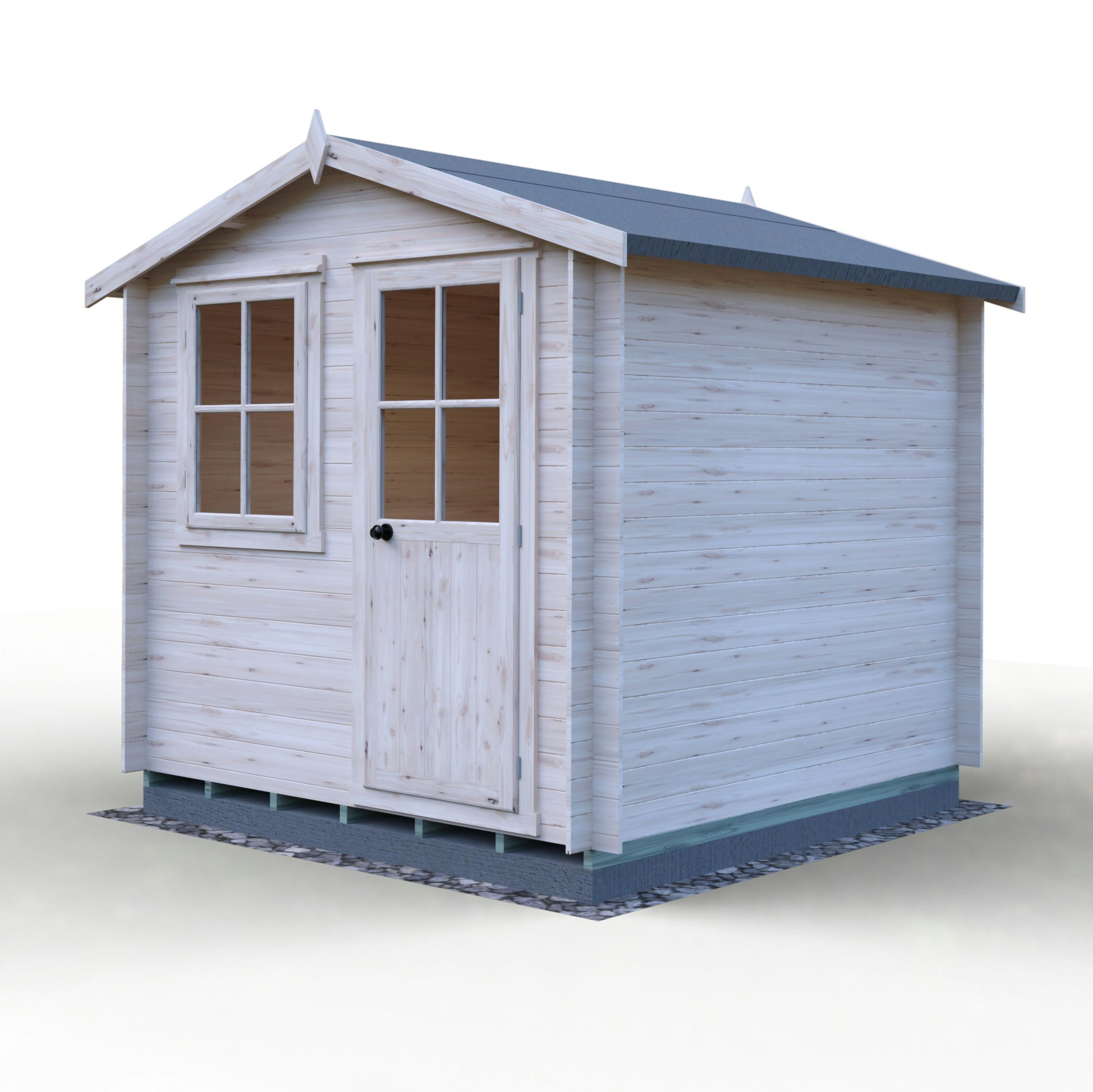 Rackhams Grey/Black/Light Avesbury 8X8 Log Cabin 19Mm Interlock Cladding