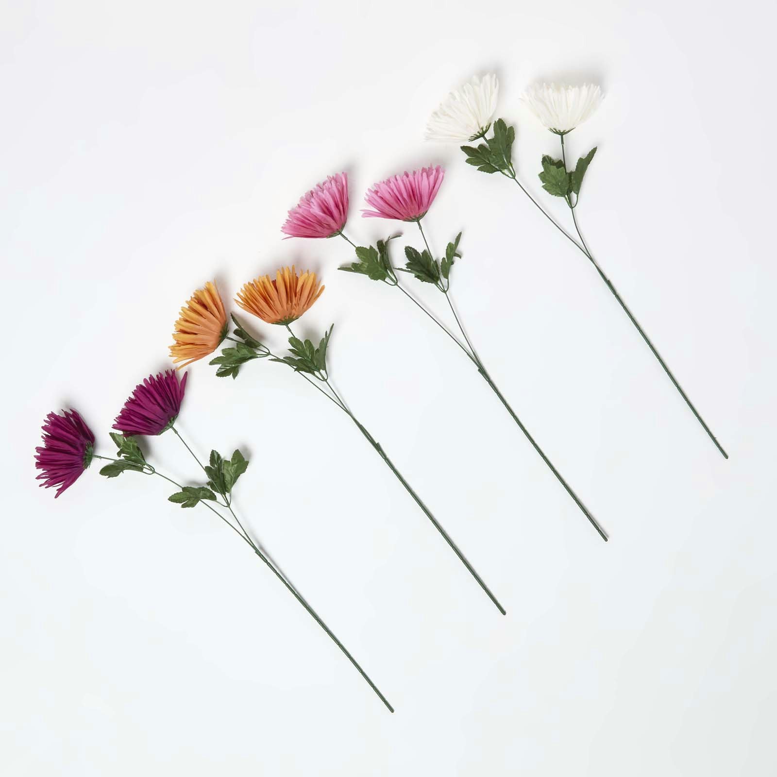 Homescapes Orange/White/Purple Set Of 4 Artificial Autumn Chrysanthemum Stems