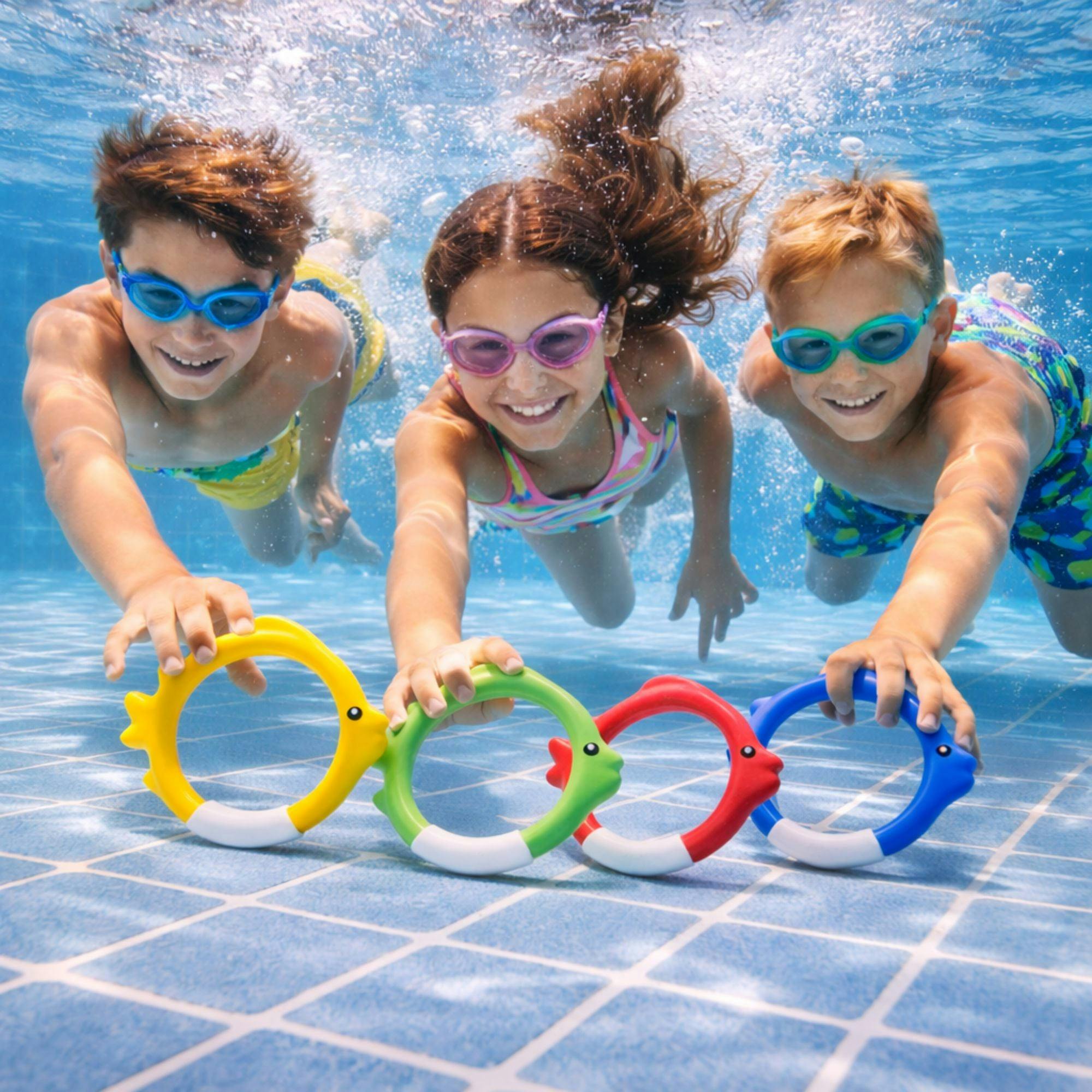 Smartbies Intex Underwater Fish Rings Pack Of 4 | Diving Pool Toys For Kids