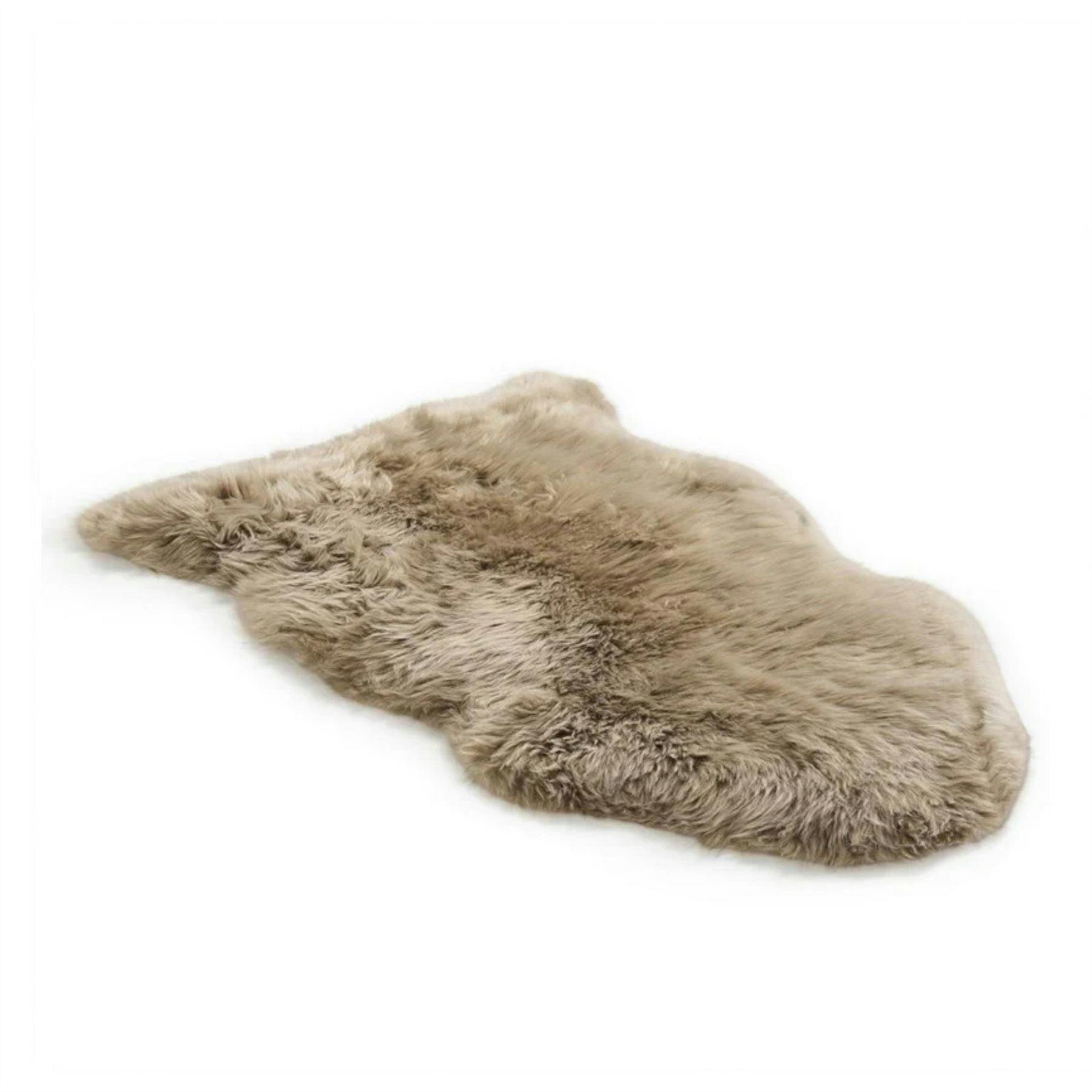 Infinity Leather Genuine Sheepskin Natural Silky Soft Fluffy Real Wool Rug - Taupe - 90 X 60 Cm