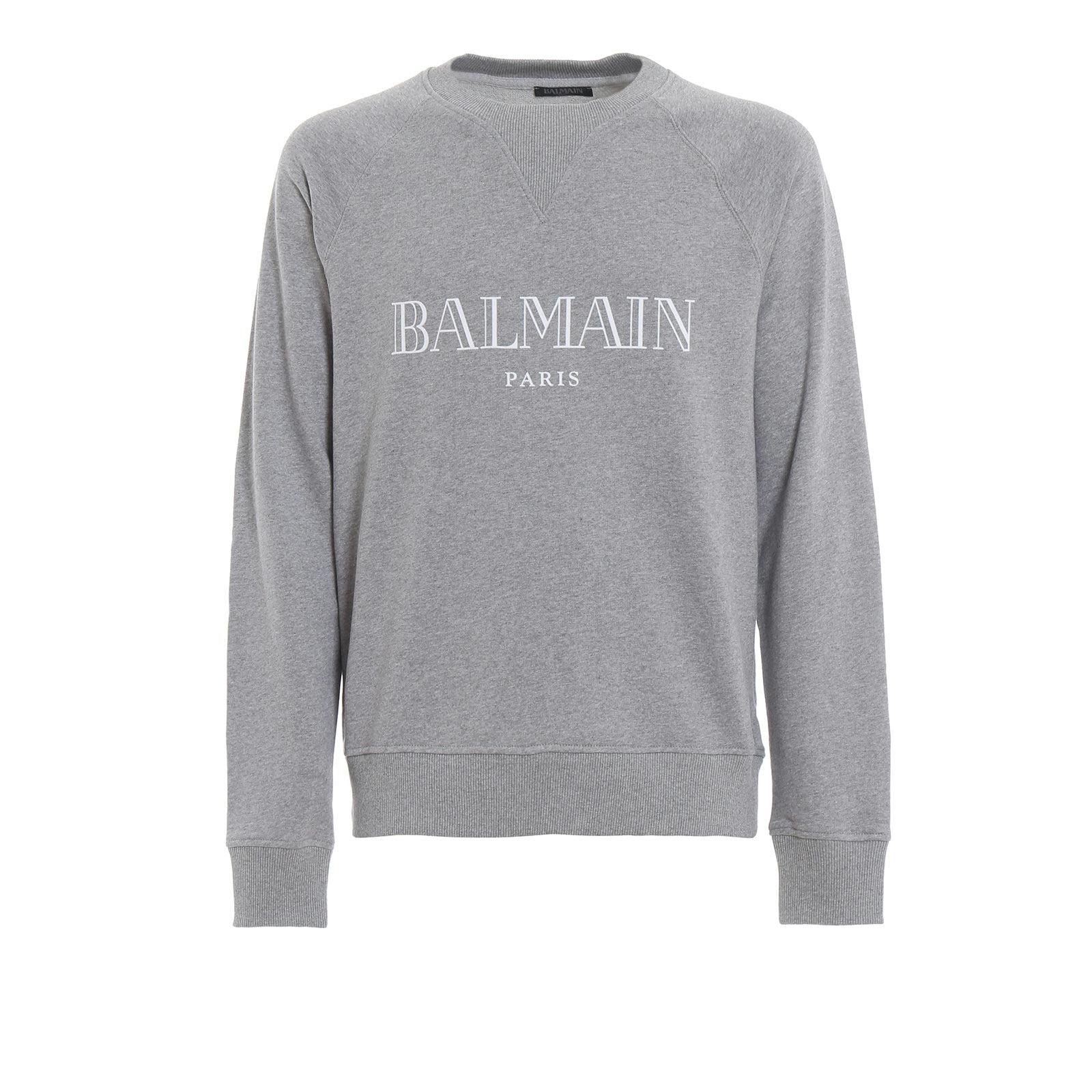 Balmain Silver/Grey Text Logo Sweatshirt In - M