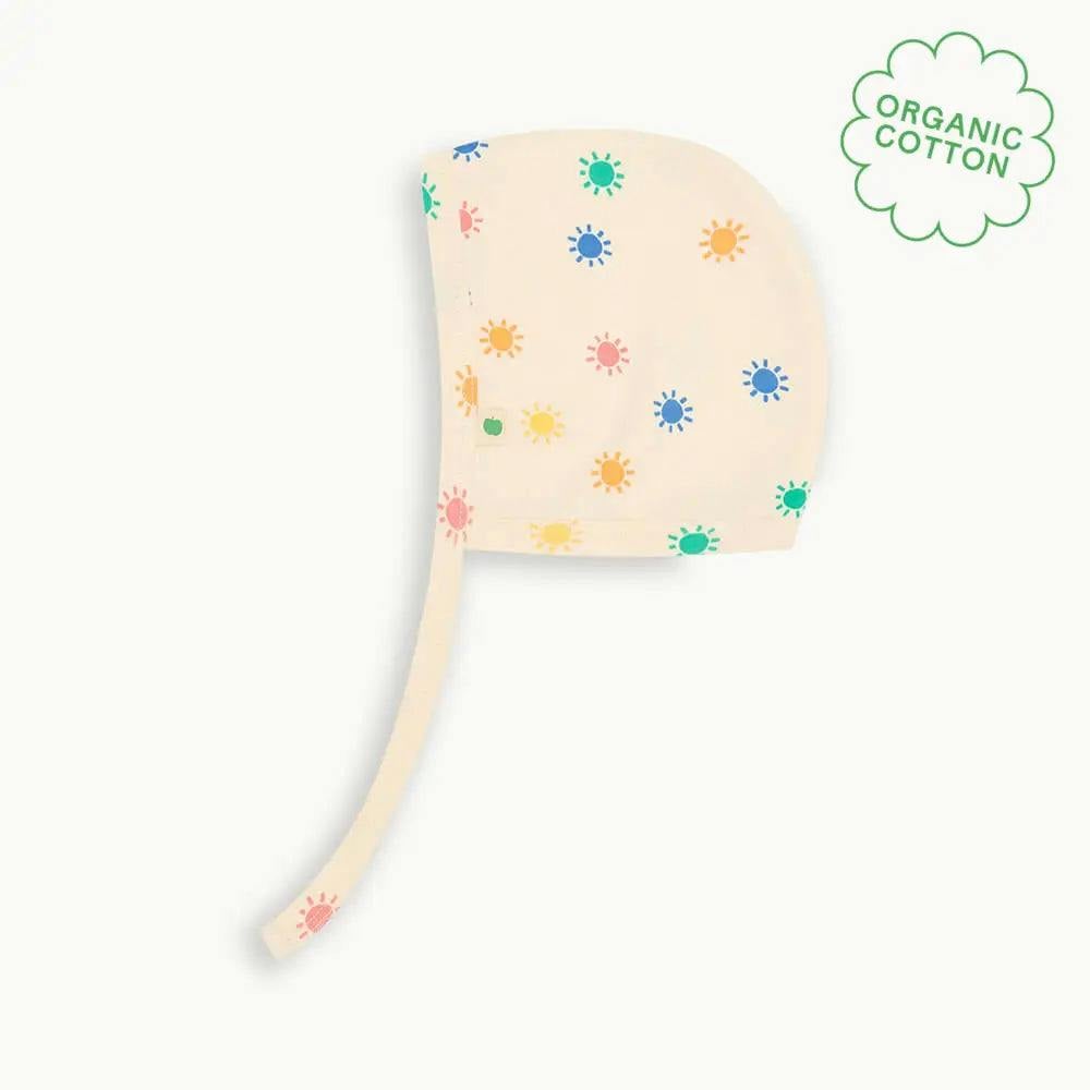 The Bonnie Mob Dilly - Rainbow Sunshine Baby Bonnet Hat - 3-6 Months - Rainbow - 100% Organic Cotton