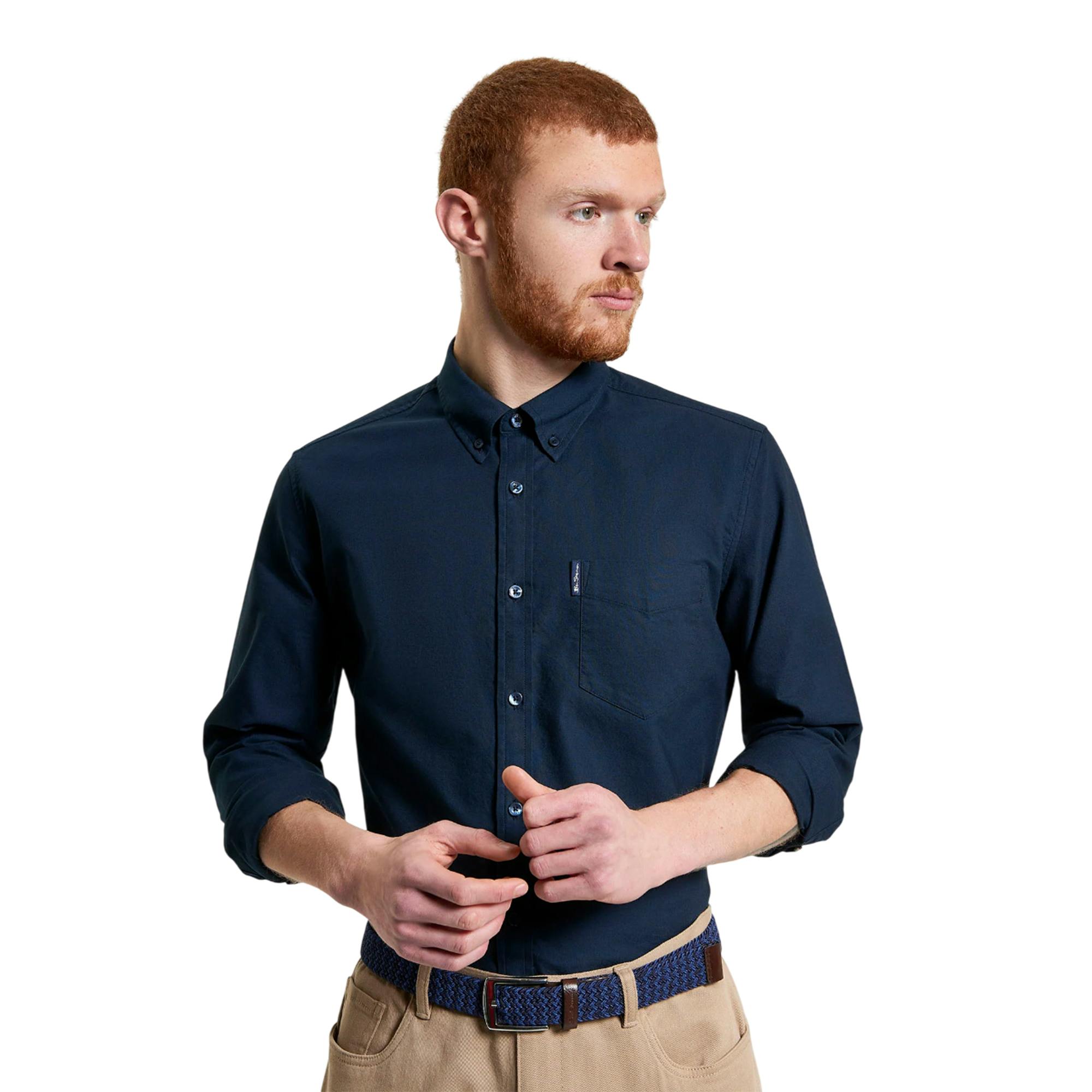 Ben Sherman Men's Dark Signature Oxford Long-Sleeved Shirt - Navy - M - Navy - 100% Organic Cotton