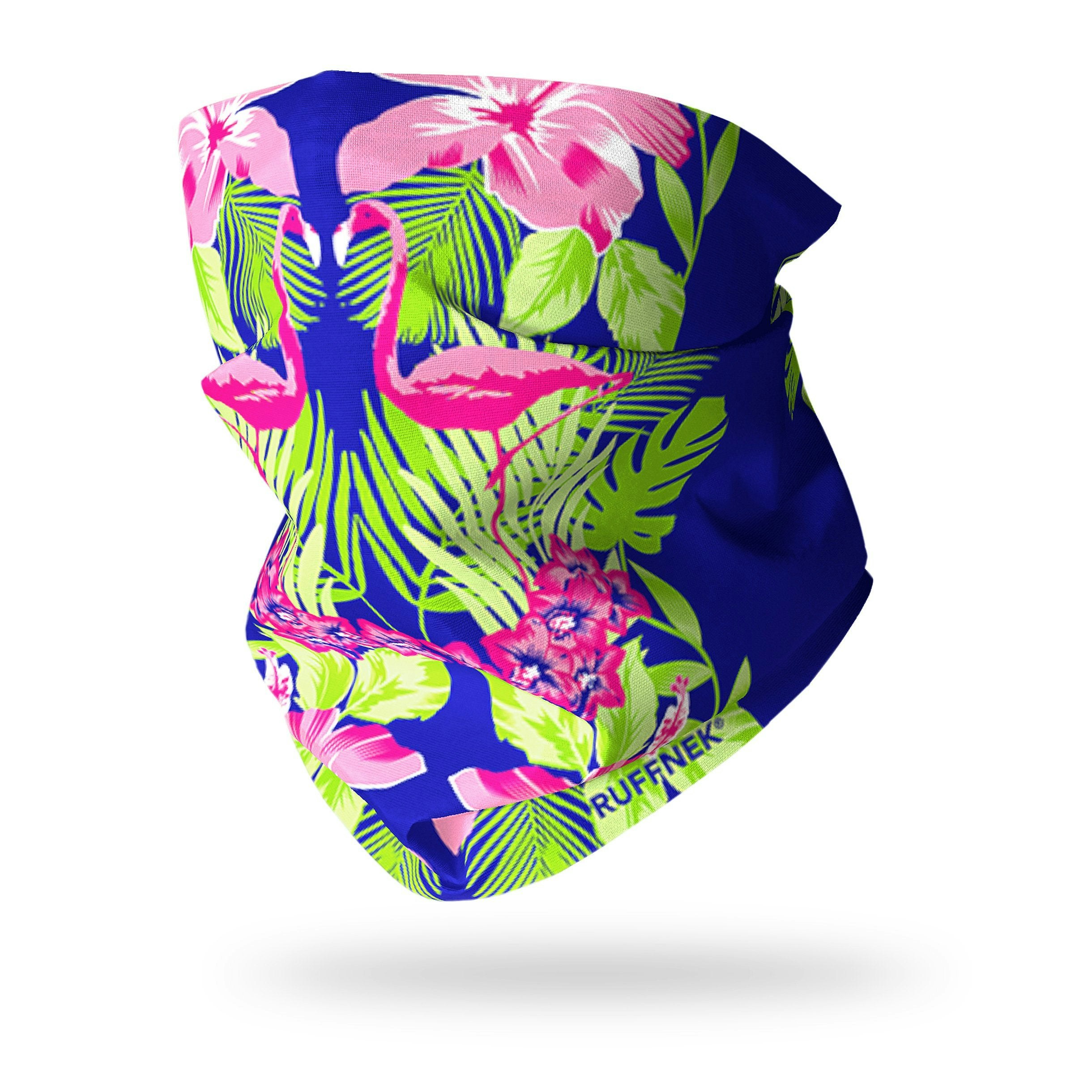 Ruffnek Men's Pink/Blue Flamingo Snood Tube Scarf - Blue//Green