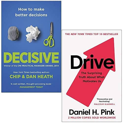 Various Publishers Pink Decisive How To Make Better Decisions By Chip Heath, Dan Heath & Drive By Daniel H.