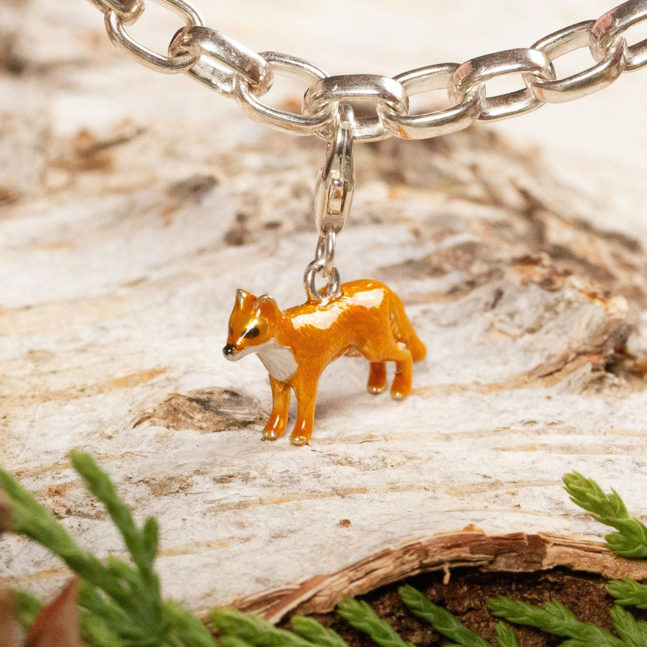 Mylee London Silver Fox Charm - Enamelled Sterling - Clip-On - Yes - Clip-On