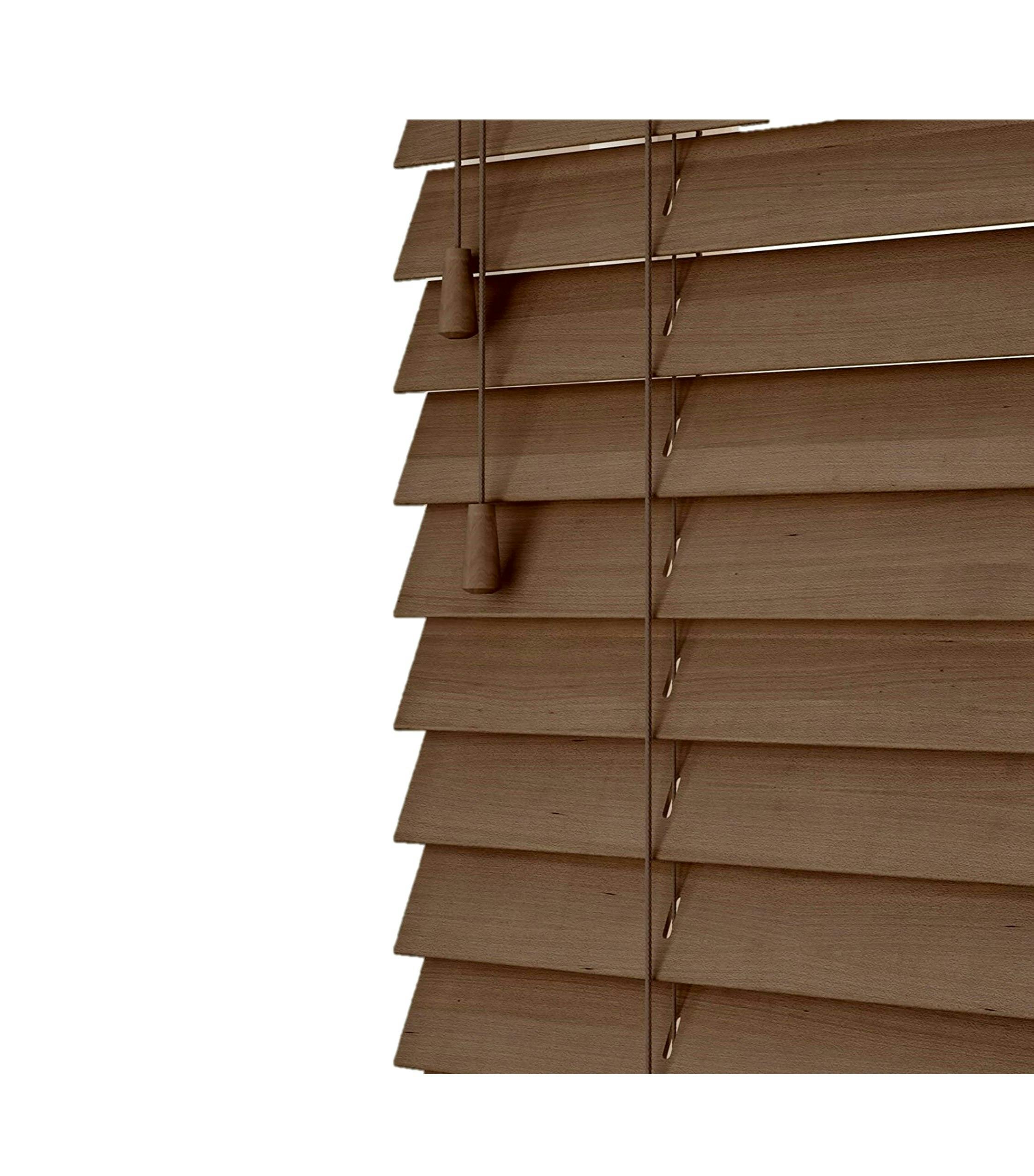 Rackhams Chestnut Oak Wooden Venetian Blinds With Strings (130Cm Drop) - 75Cm